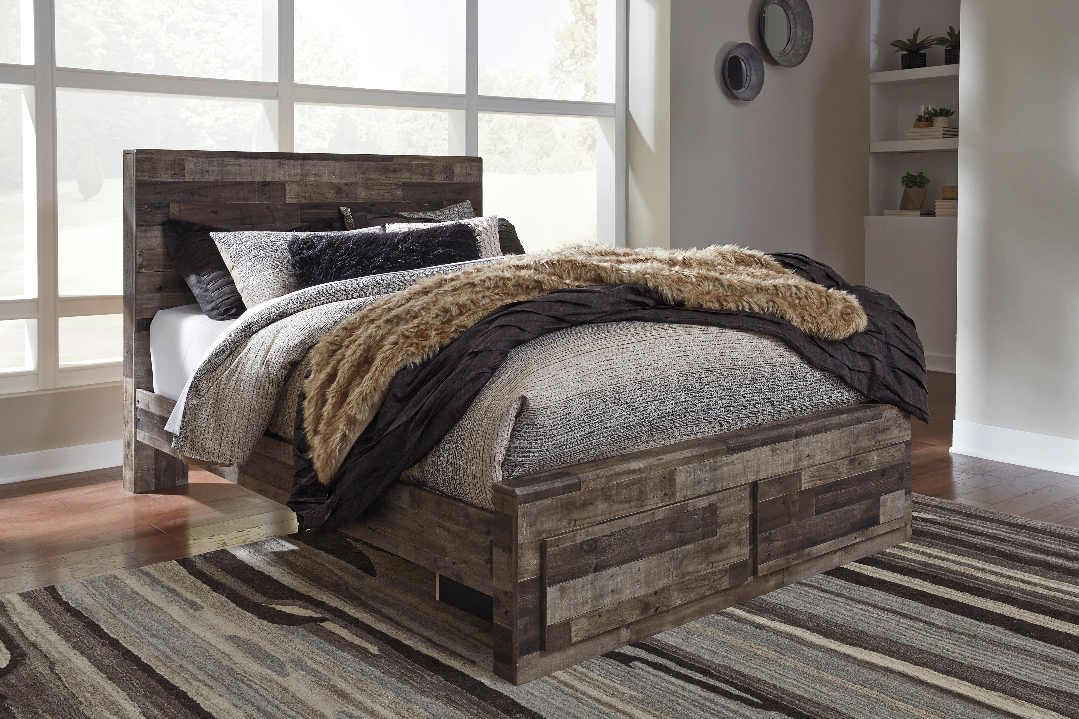 Derekson Multi Gray Footboard Storage Platform Bedroom Set - SET | B200-54S | B200-57 | B200-95 | B200-31 | B200-92 | B100-13 - Bien Home Furniture & Electronics
