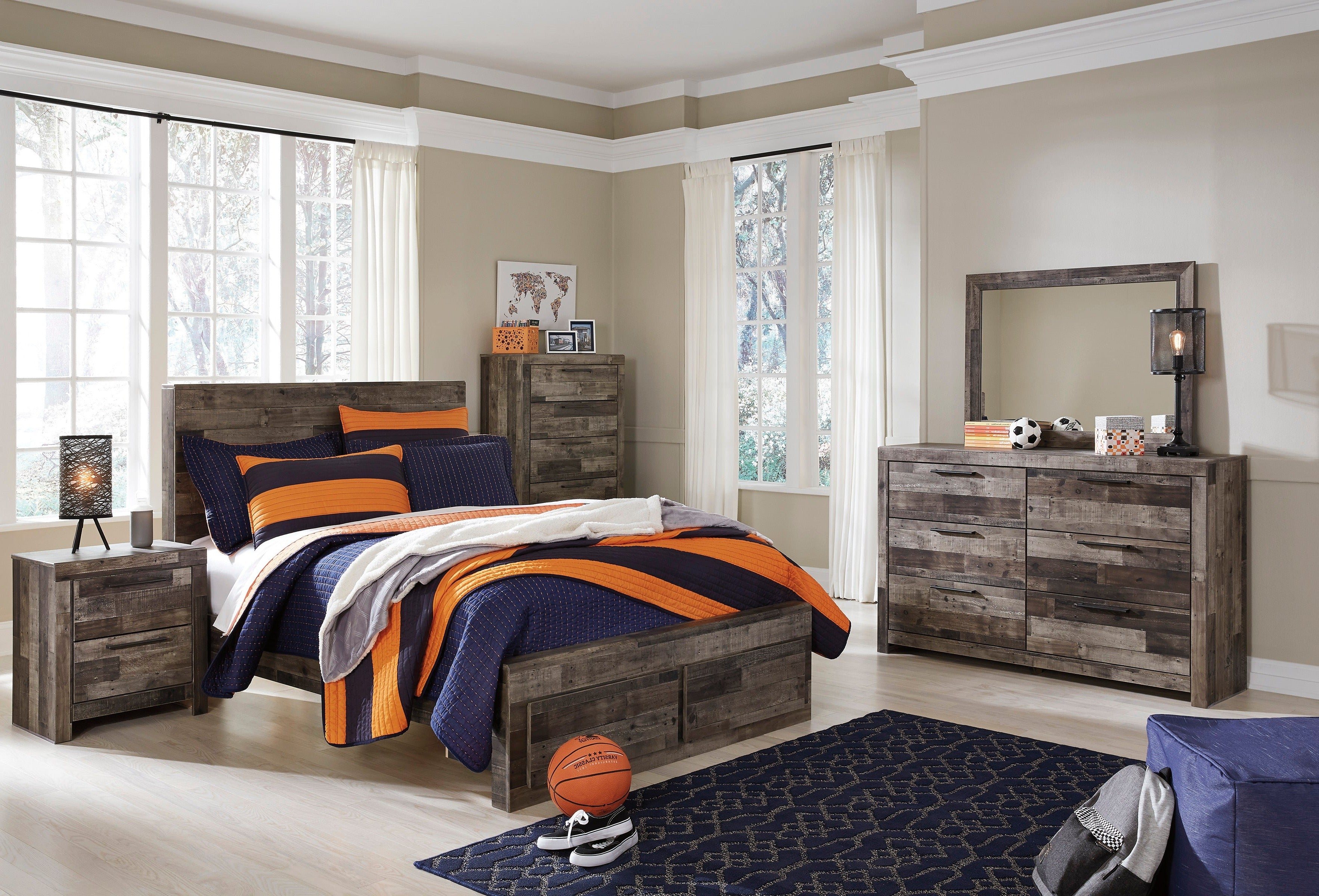 Derekson Multi Gray Footboard Storage Platform Youth Bedroom Set - SET | B200-84S | B200-87 | B200-89 | B200-31 | B200-36 | B200-92 | B100-12 - Bien Home Furniture & Electronics