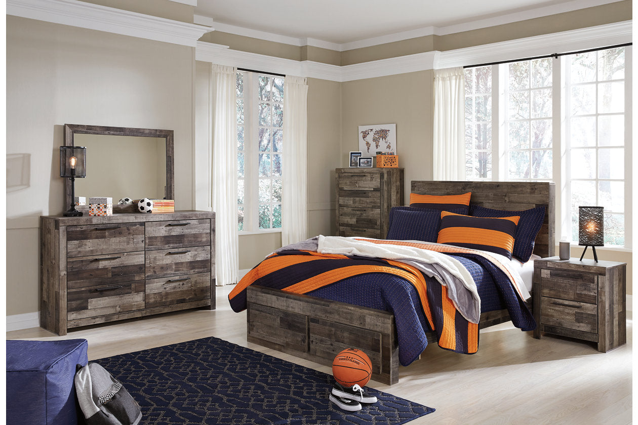 Derekson Multi Gray Full Panel Bed with 2 Storage Drawers - SET | B100-12 | B200-84S | B200-87 | B200-89 - Bien Home Furniture & Electronics