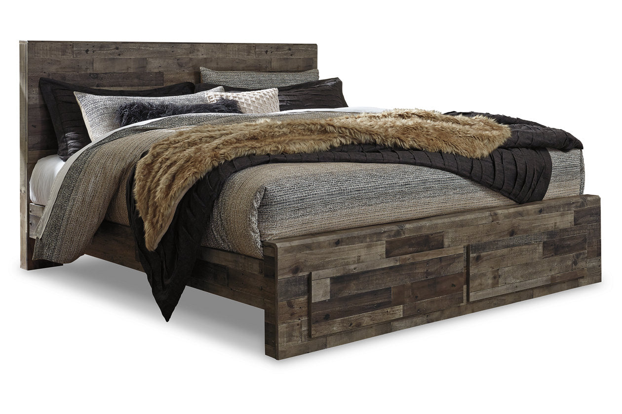 Derekson Multi Gray King Panel Bed with 2 Storage Drawers - SET | B100-14 | B200-58 | B200-56S | B200-95 - Bien Home Furniture & Electronics