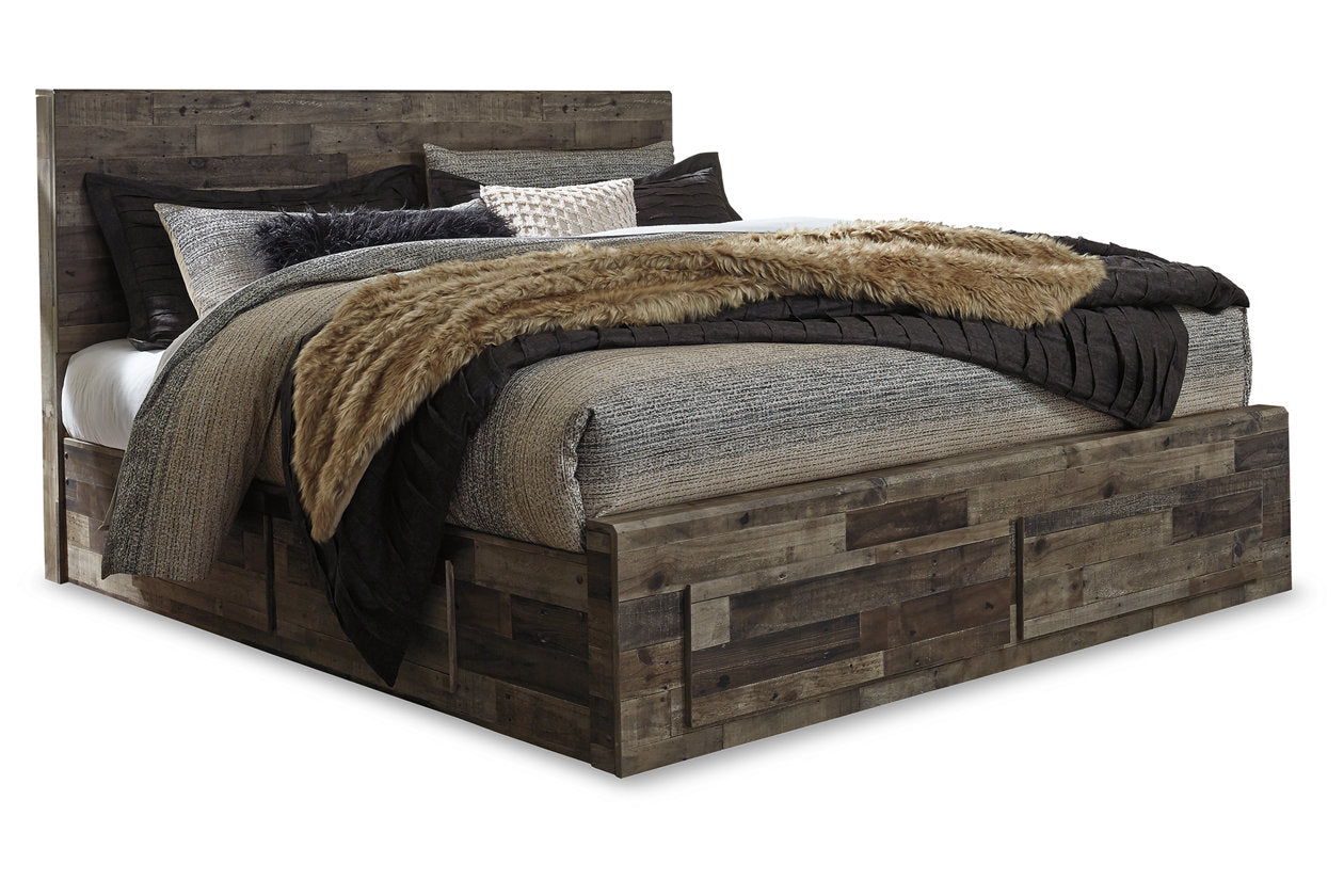 Derekson Multi Gray King Panel Bed with 6 Storage Drawers - SET | B100-14 | B200-58 | B200-56S | B200-60(2) - Bien Home Furniture & Electronics