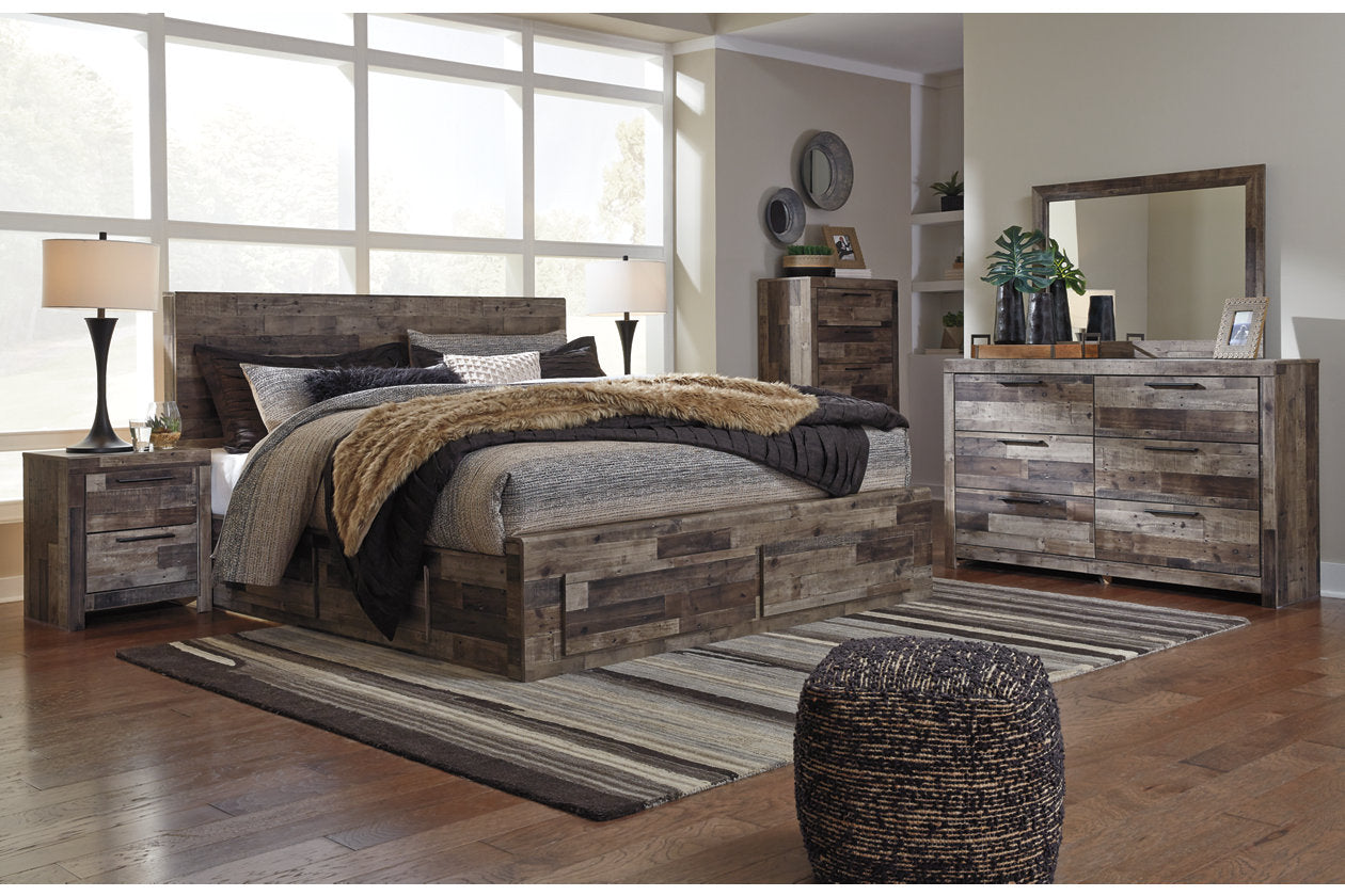 Derekson Multi Gray King Panel Bed with 6 Storage Drawers - SET | B100-14 | B200-58 | B200-56S | B200-60(2) - Bien Home Furniture & Electronics
