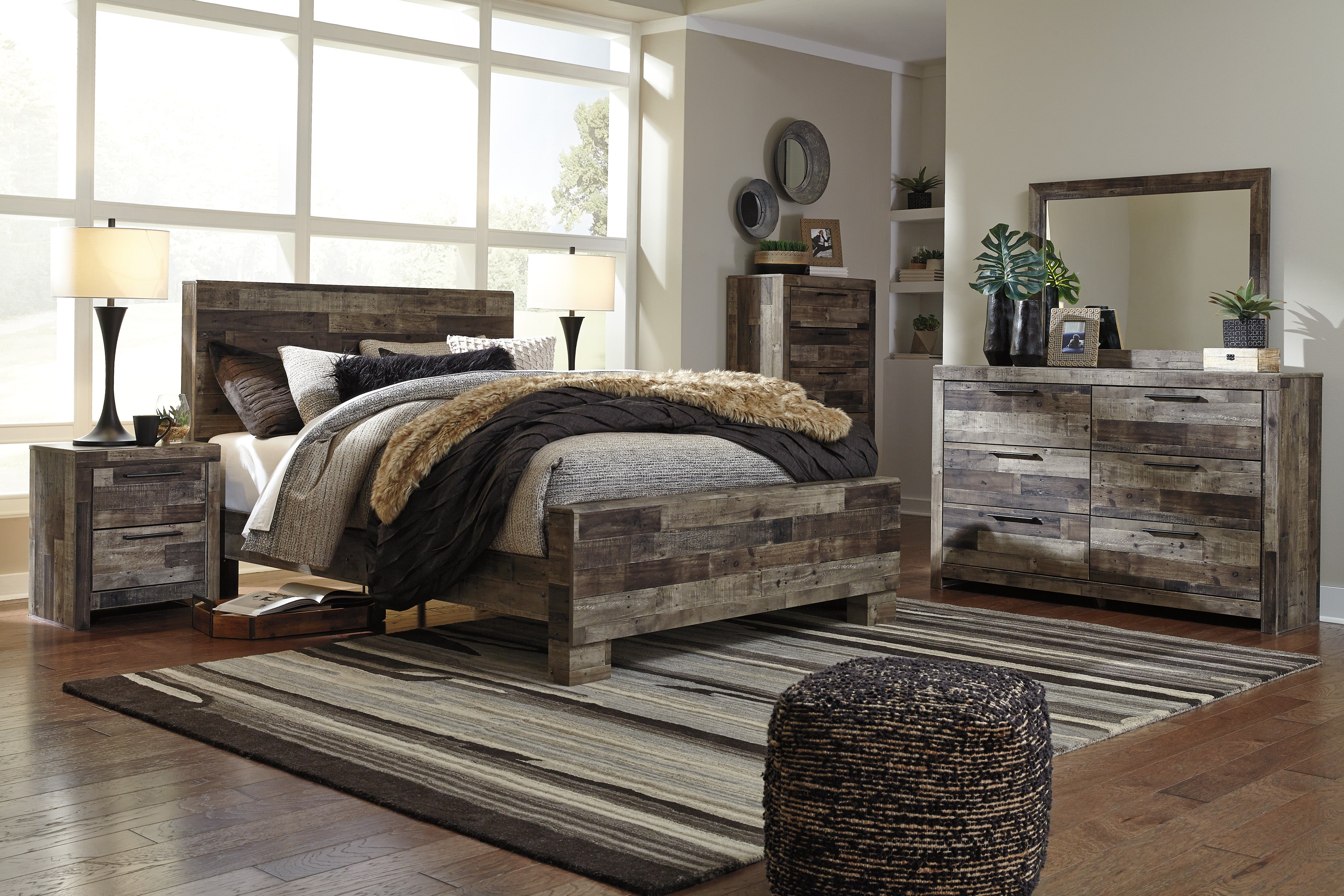 Derekson Multi Gray Panel Bedroom Set - SET | B200-56 | B200-58 | B200-97 | B200-31 | B200-36 | B200-92 - Bien Home Furniture & Electronics