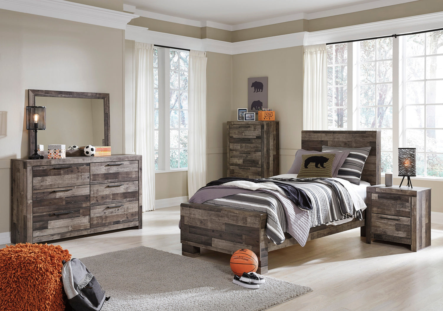 Derekson Multi Gray Panel Youth Bedroom Set - SET | B200-84 | B200-87 | B200-86 | B200-31 | B200-36 - Bien Home Furniture & Electronics