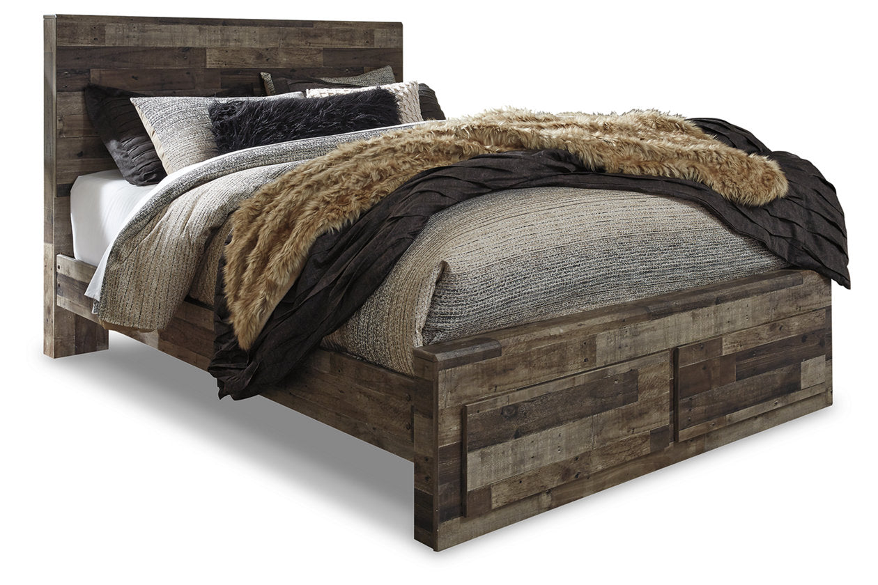 Derekson Multi Gray Queen Panel Bed with 2 Storage Drawers - SET | B100-13 | B200-57 | B200-54S | B200-95 - Bien Home Furniture & Electronics