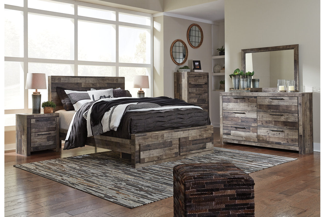 Derekson Multi Gray Queen Panel Bed with 2 Storage Drawers - SET | B100-13 | B200-57 | B200-54S | B200-95 - Bien Home Furniture & Electronics