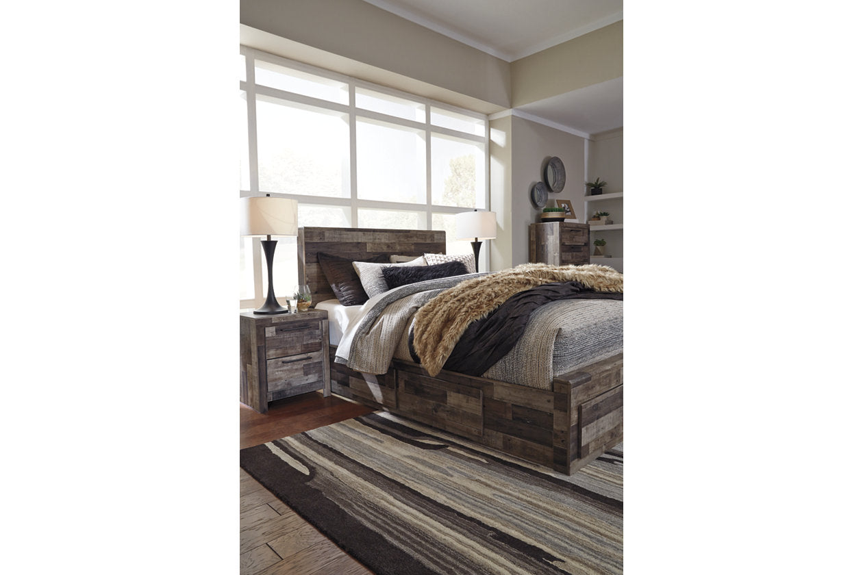 Derekson Multi Gray Queen Panel Bed with 4 Storage Drawers - SET | B100-13 | B200-57 | B200-54S | B200-60 | B200-95 - Bien Home Furniture & Electronics