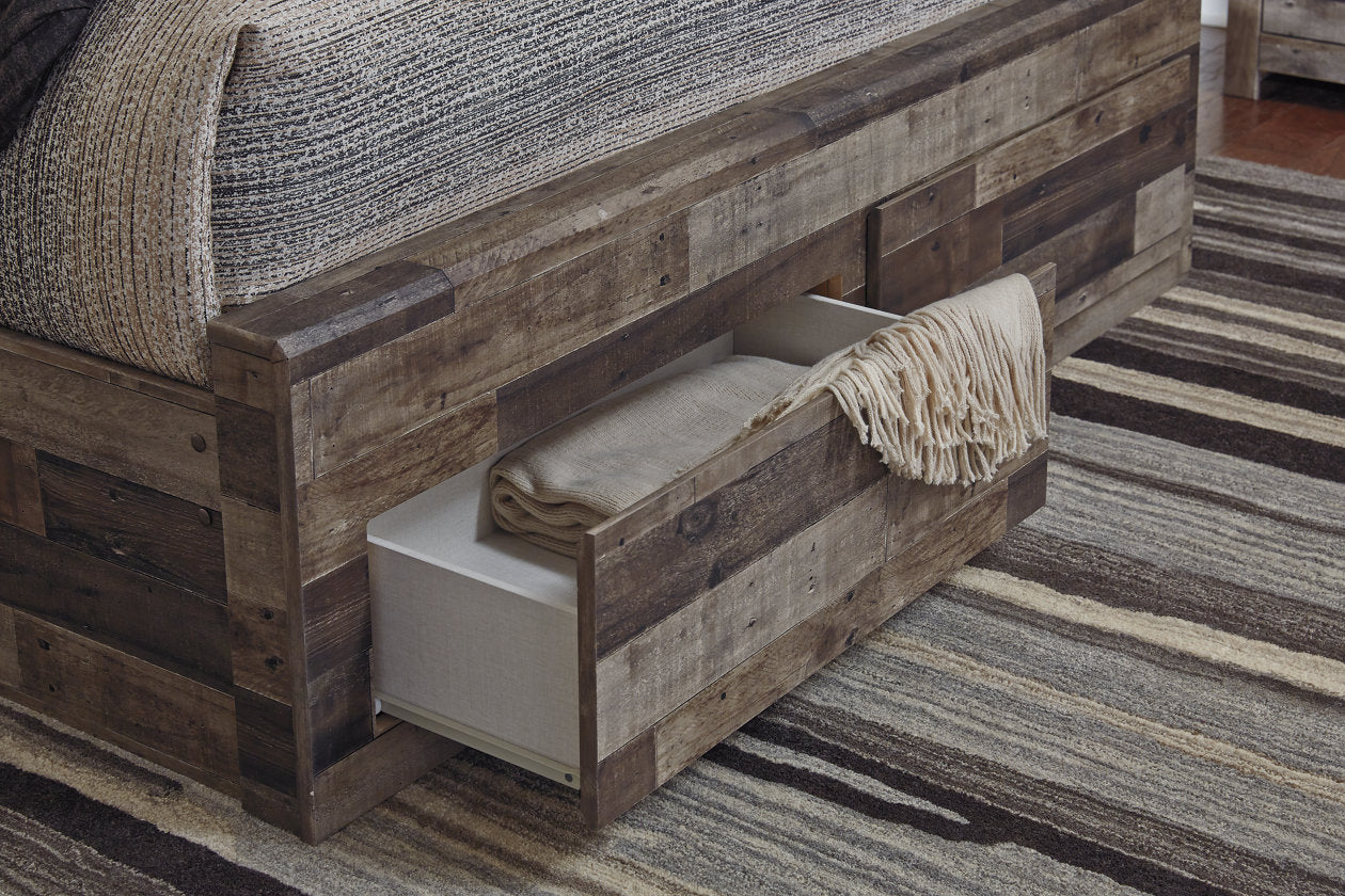 Derekson Multi Gray Queen Panel Bed with 6 Storage Drawers - SET | B100-13 | B200-57 | B200-54S | B200-60(2) - Bien Home Furniture & Electronics