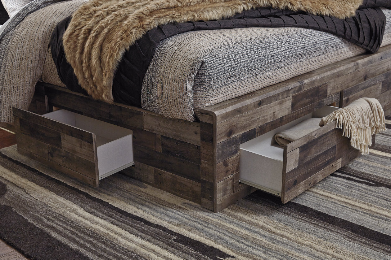 Derekson Multi Gray Queen Panel Bed with 6 Storage Drawers - SET | B100-13 | B200-57 | B200-54S | B200-60(2) - Bien Home Furniture & Electronics