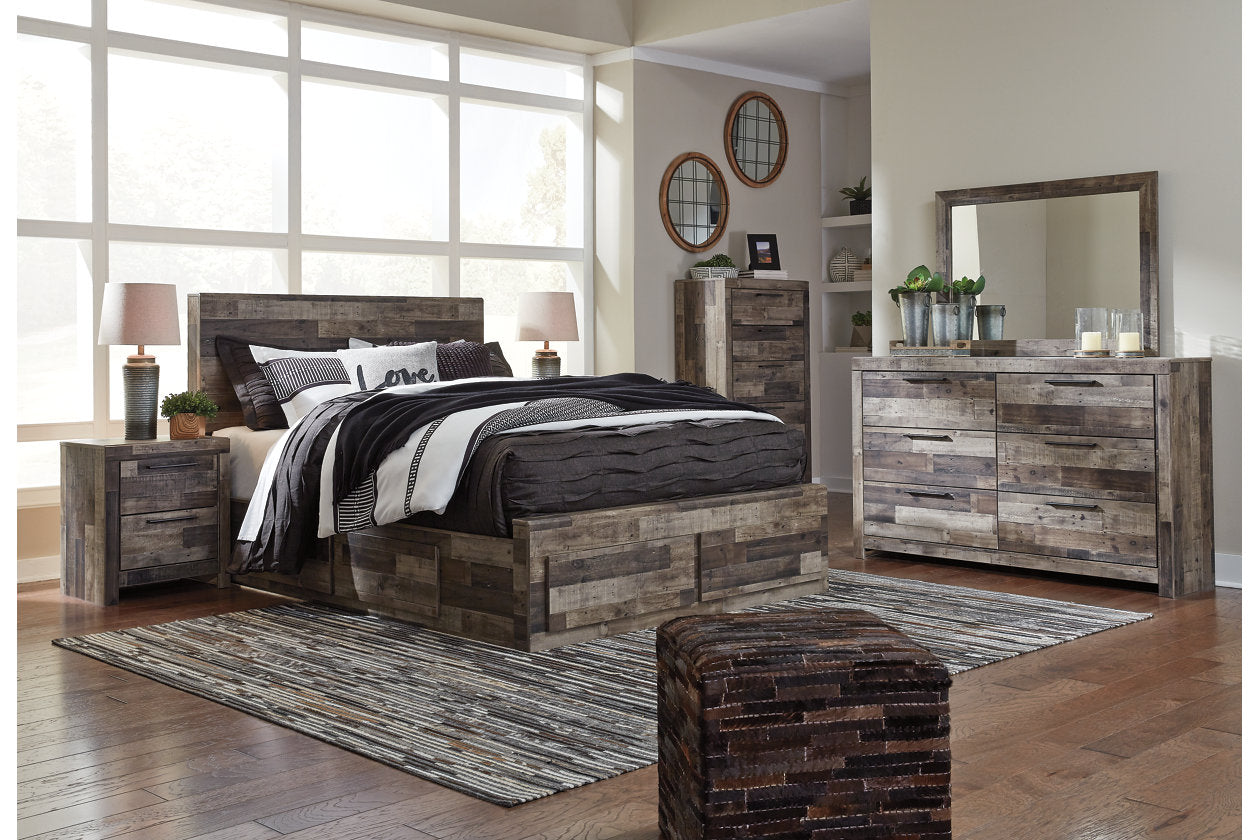Derekson Multi Gray Queen Panel Bed with 6 Storage Drawers - SET | B100-13 | B200-57 | B200-54S | B200-60(2) - Bien Home Furniture & Electronics