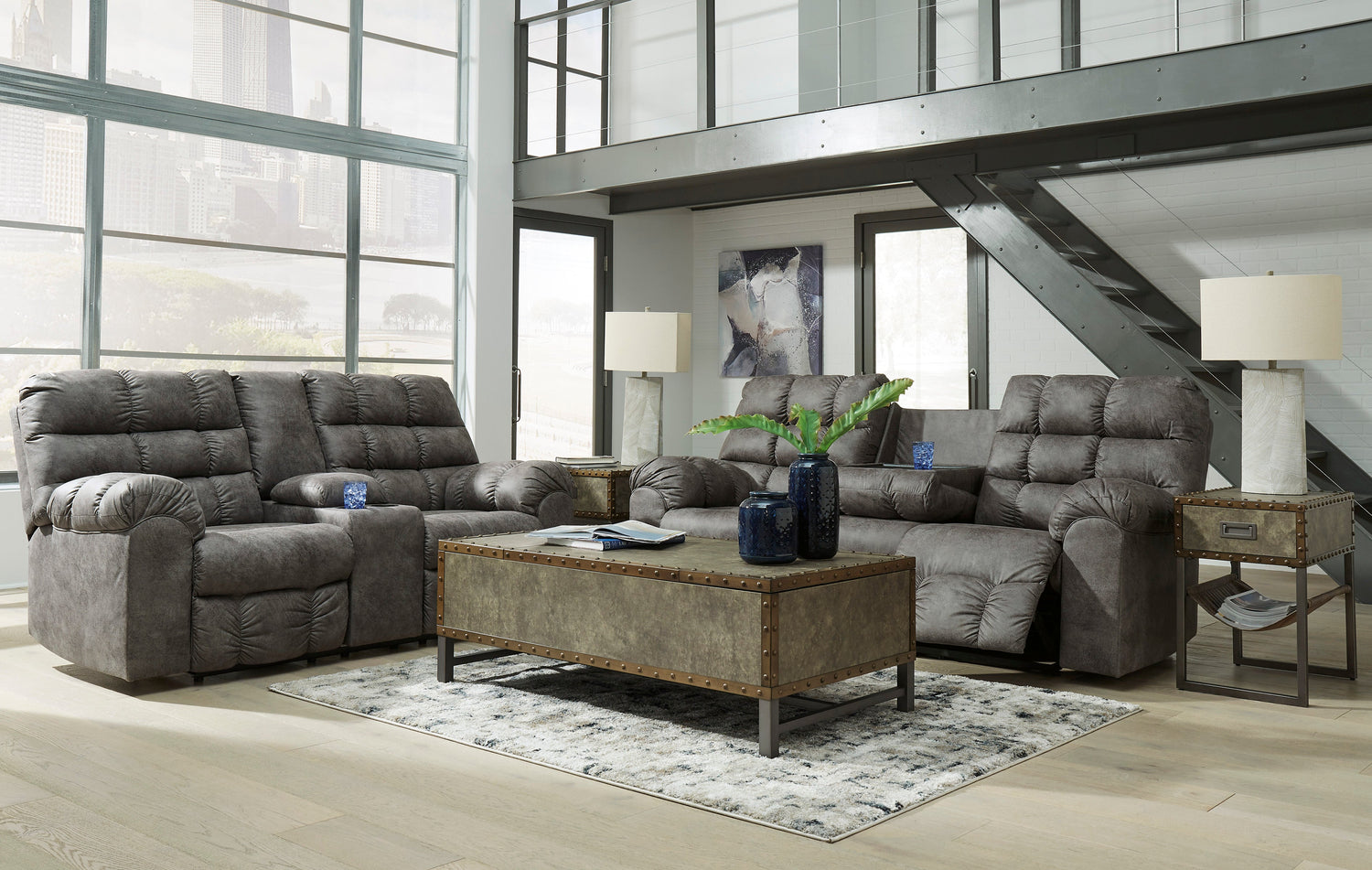 Derwin Concrete Reclining Living Room Set - SET | 2840289 | 2840294 - Bien Home Furniture &amp; Electronics