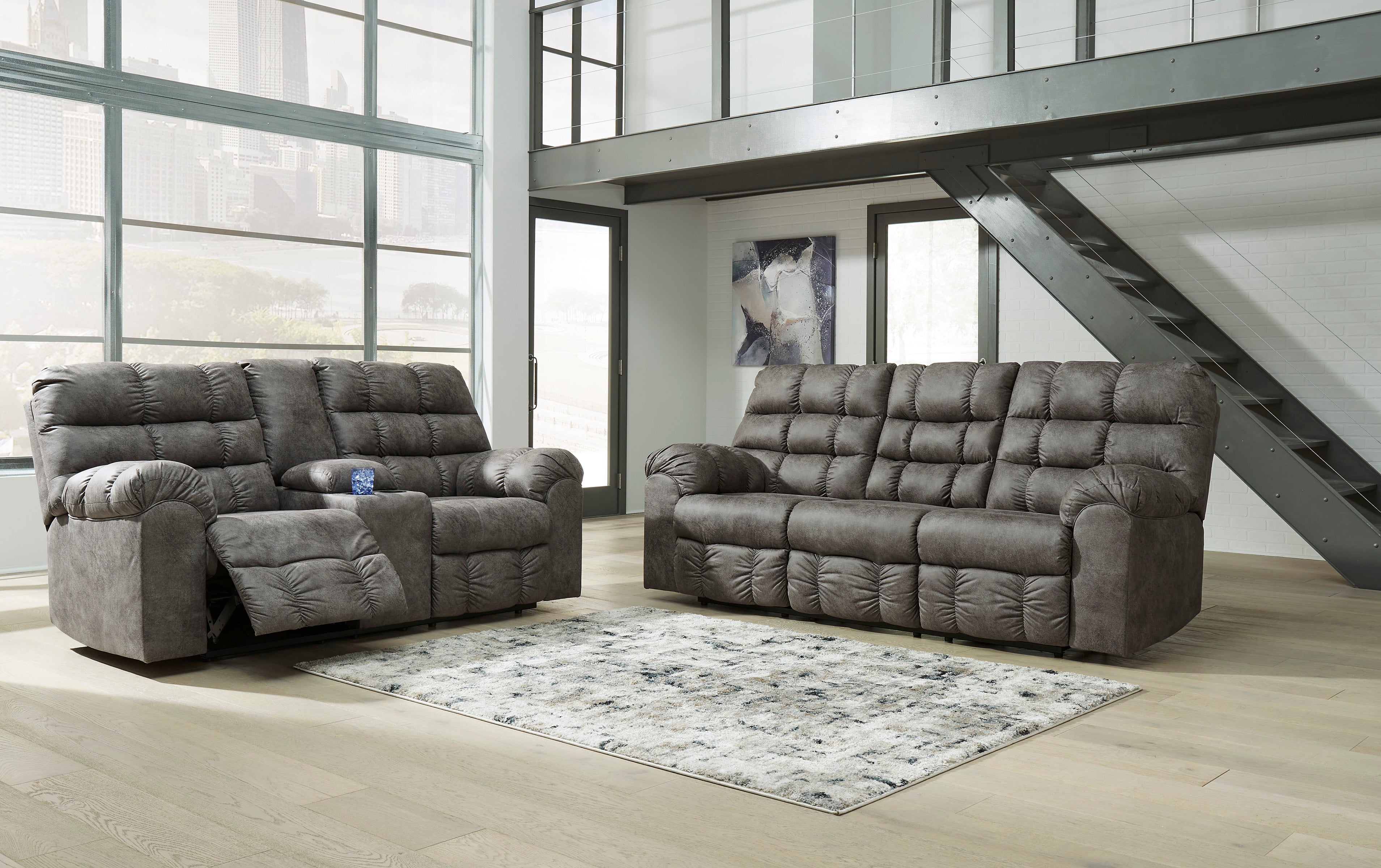 Derwin Concrete Reclining Living Room Set - SET | 2840289 | 2840294 - Bien Home Furniture &amp; Electronics