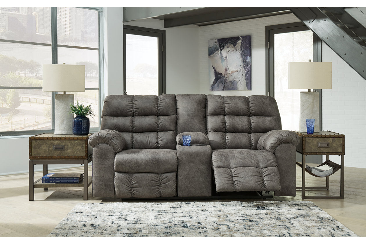 Derwin Concrete Reclining Loveseat with Console - 2840294 - Bien Home Furniture &amp; Electronics