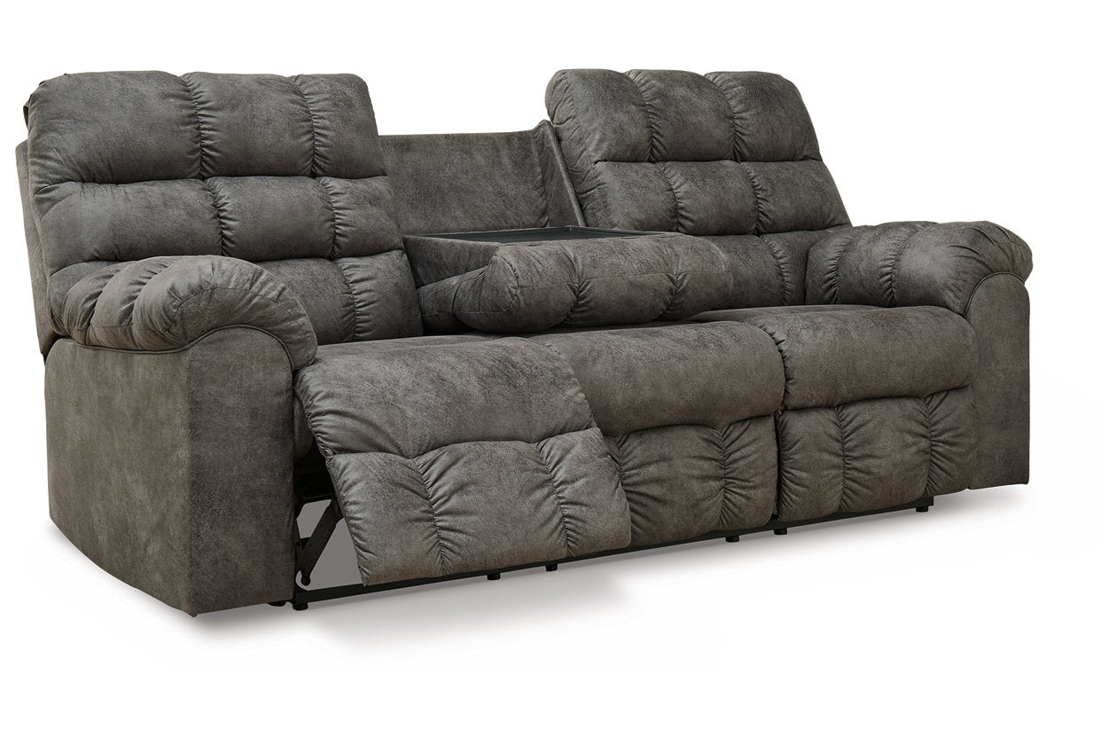 Derwin Concrete Reclining Sofa with Drop Down Table - 2840289 - Bien Home Furniture &amp; Electronics