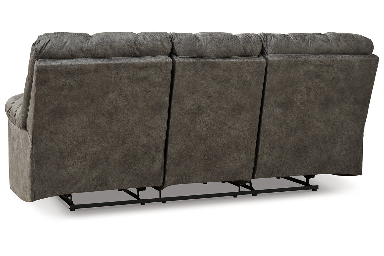 Derwin Concrete Reclining Sofa with Drop Down Table - 2840289 - Bien Home Furniture &amp; Electronics
