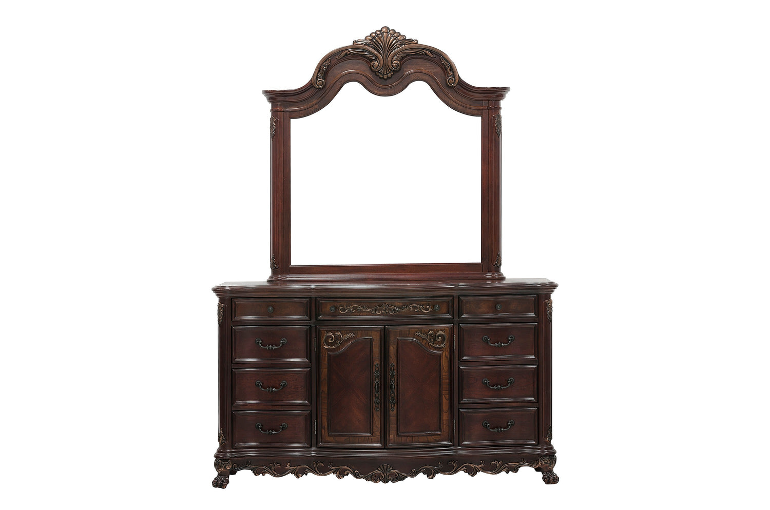 Deryn Park Cherry Sleigh Bedroom Set - SET | 2243SLK-1 | 2243SLK-2 | 2243SLK-3EK | 2243-5 | 2243-6 | 2243-4 | 2243-9 - Bien Home Furniture & Electronics