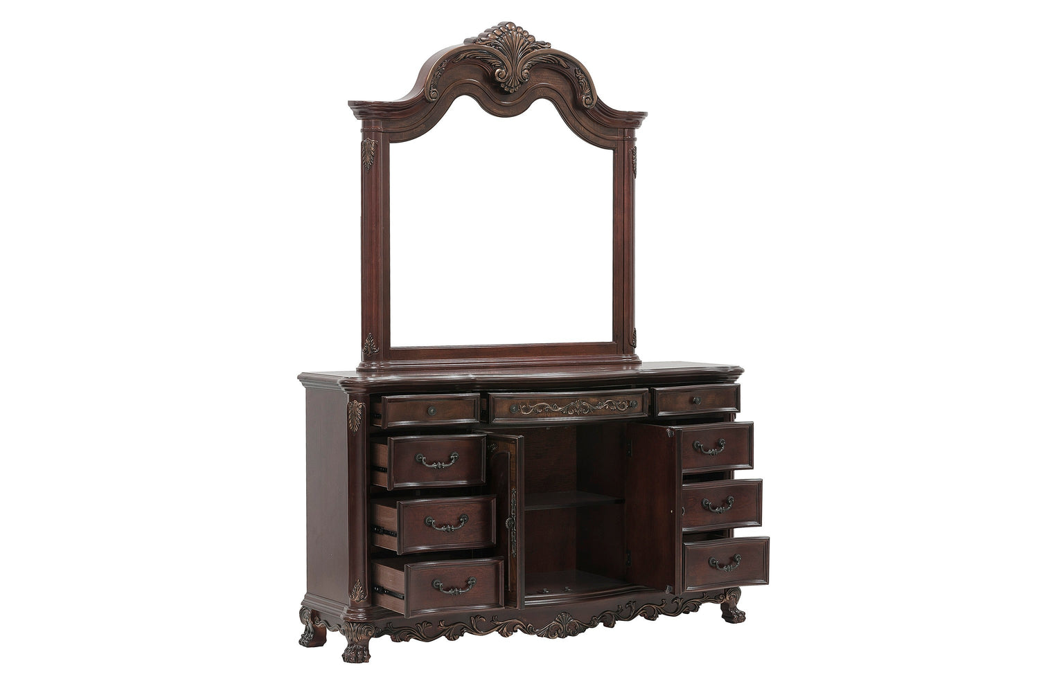 Deryn Park Cherry Sleigh Bedroom Set - SET | 2243SLK-1 | 2243SLK-2 | 2243SLK-3EK | 2243-5 | 2243-6 | 2243-4 | 2243-9 - Bien Home Furniture & Electronics