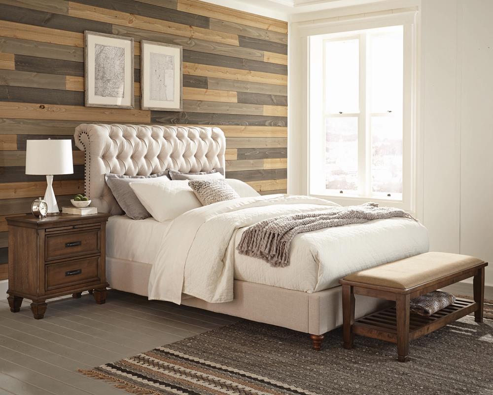 Devon Button Tufted Upholstered Eastern King Bed Beige - 300525KE - Bien Home Furniture & Electronics