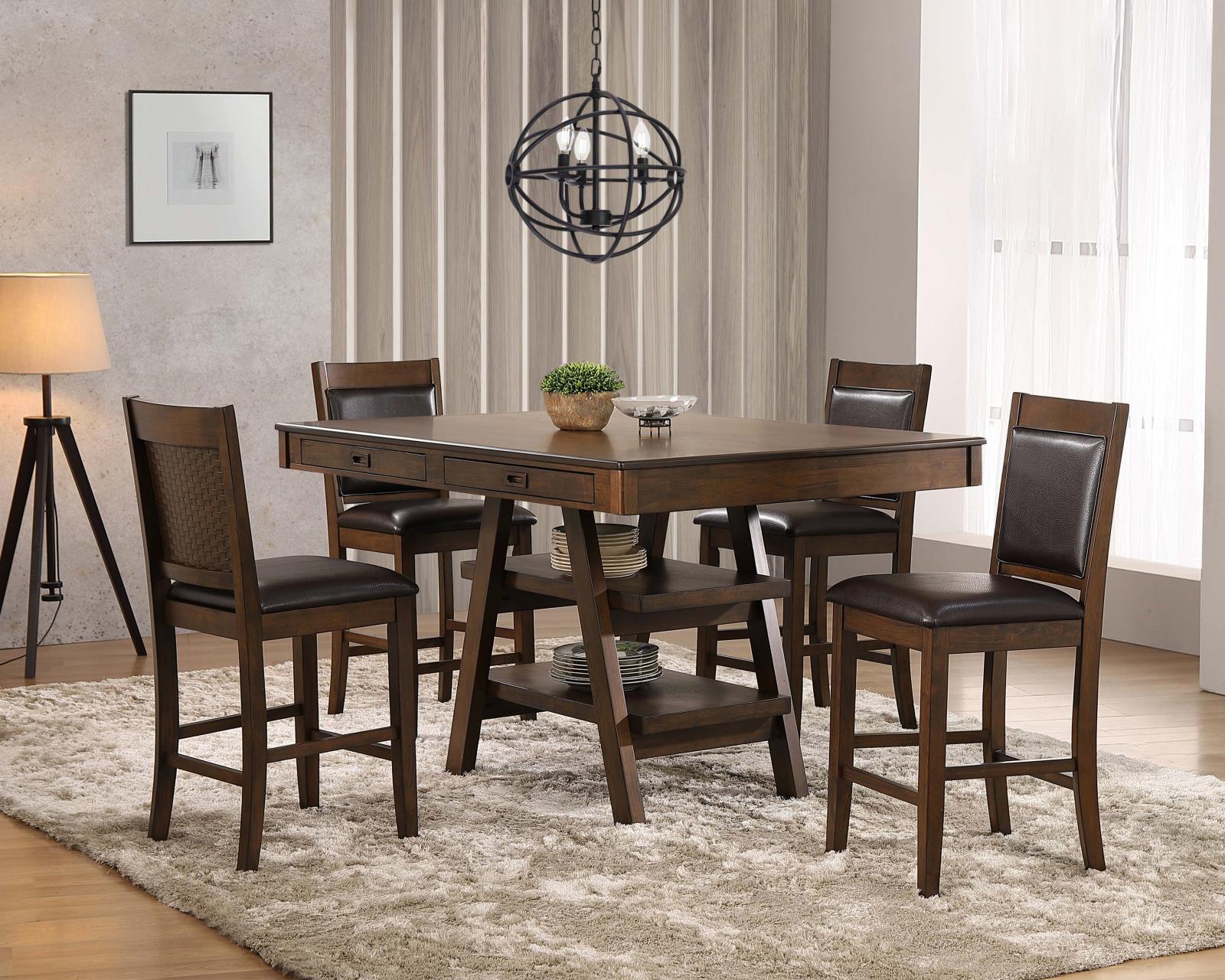 Dewey Brown/Walnut Upholstered Counter Height Chairs with Footrest, Set of 2 - 115209 - Bien Home Furniture & Electronics