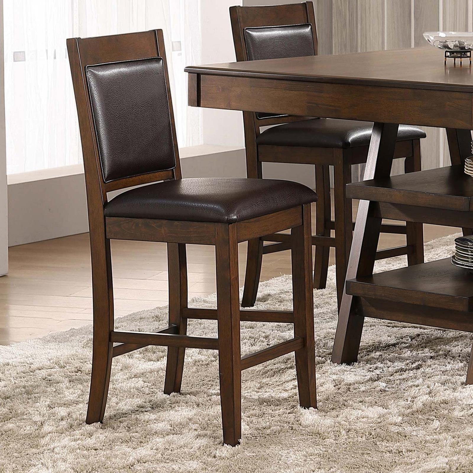 Dewey Brown/Walnut Upholstered Counter Height Chairs with Footrest, Set of 2 - 115209 - Bien Home Furniture & Electronics