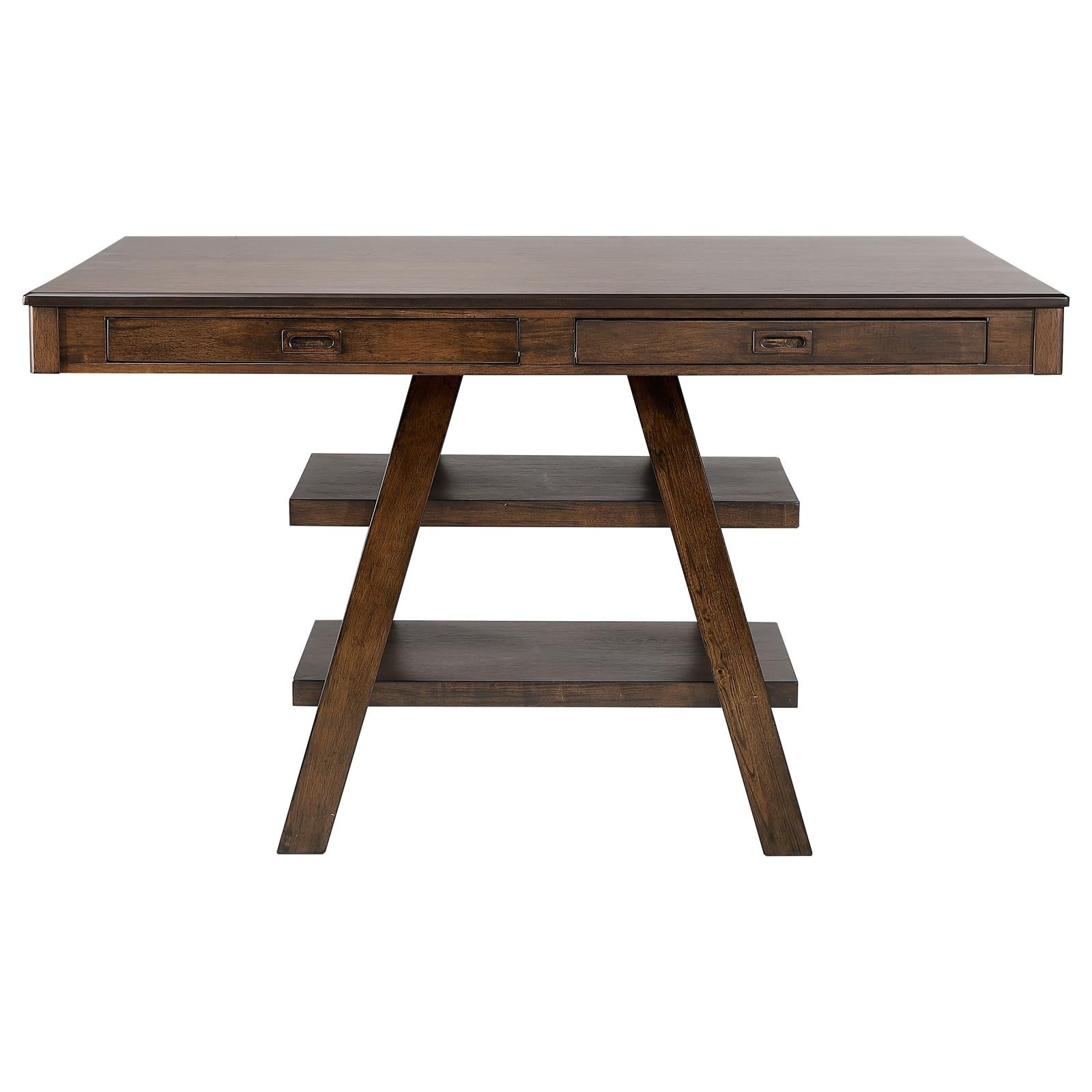 Dewey Walnut 2-Drawer Counter Height Table with Open Shelves - 115208 - Bien Home Furniture & Electronics
