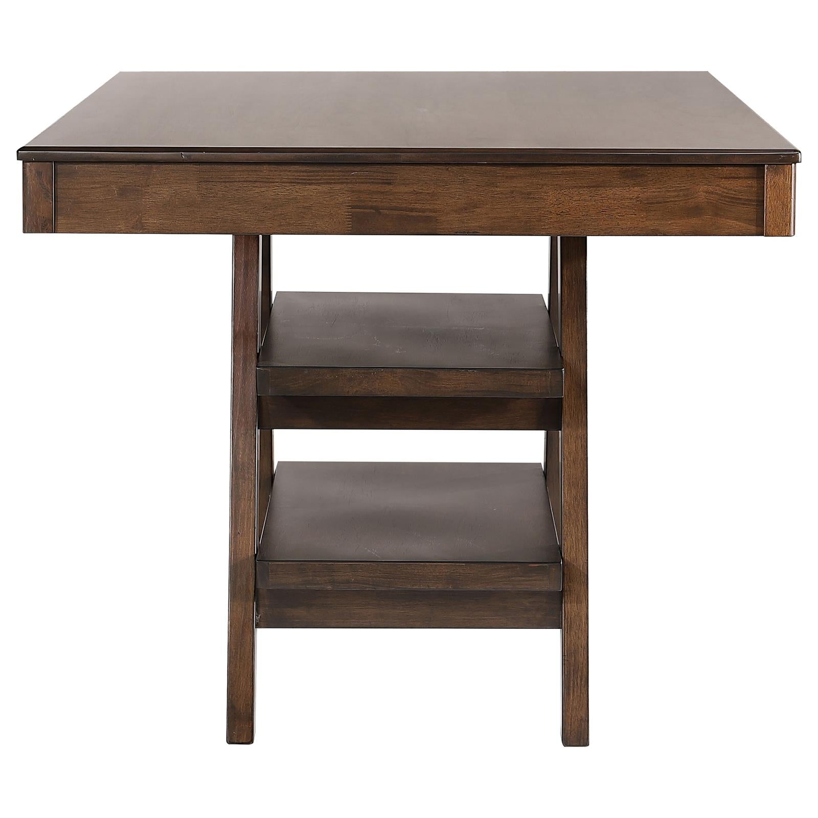 Dewey Walnut 2-Drawer Counter Height Table with Open Shelves - 115208 - Bien Home Furniture & Electronics