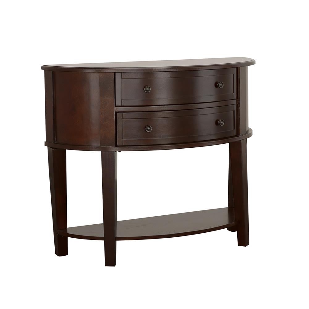 Diane Cappuccino 2-Drawer Demilune Shape Console Table - 950156 - Bien Home Furniture &amp; Electronics