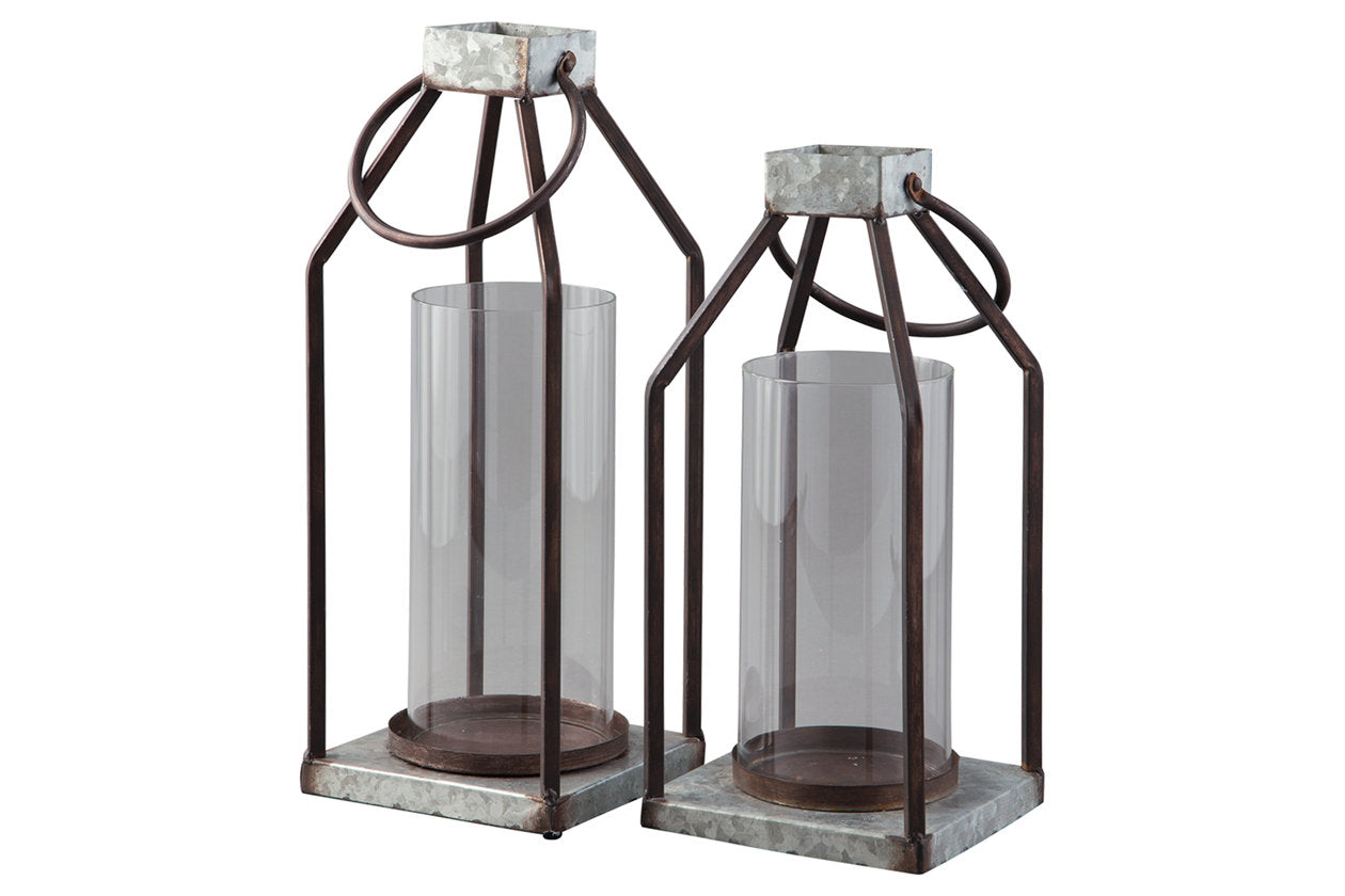 Diedrick Gray/Black Lantern, Set of 2 - A2000346 - Bien Home Furniture & Electronics