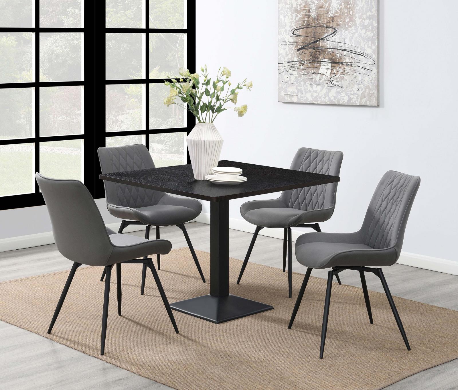 Diggs Gray/Gunmetal Upholstered Tufted Swivel Dining Chairs, Set of 2 - 193312 - Bien Home Furniture & Electronics