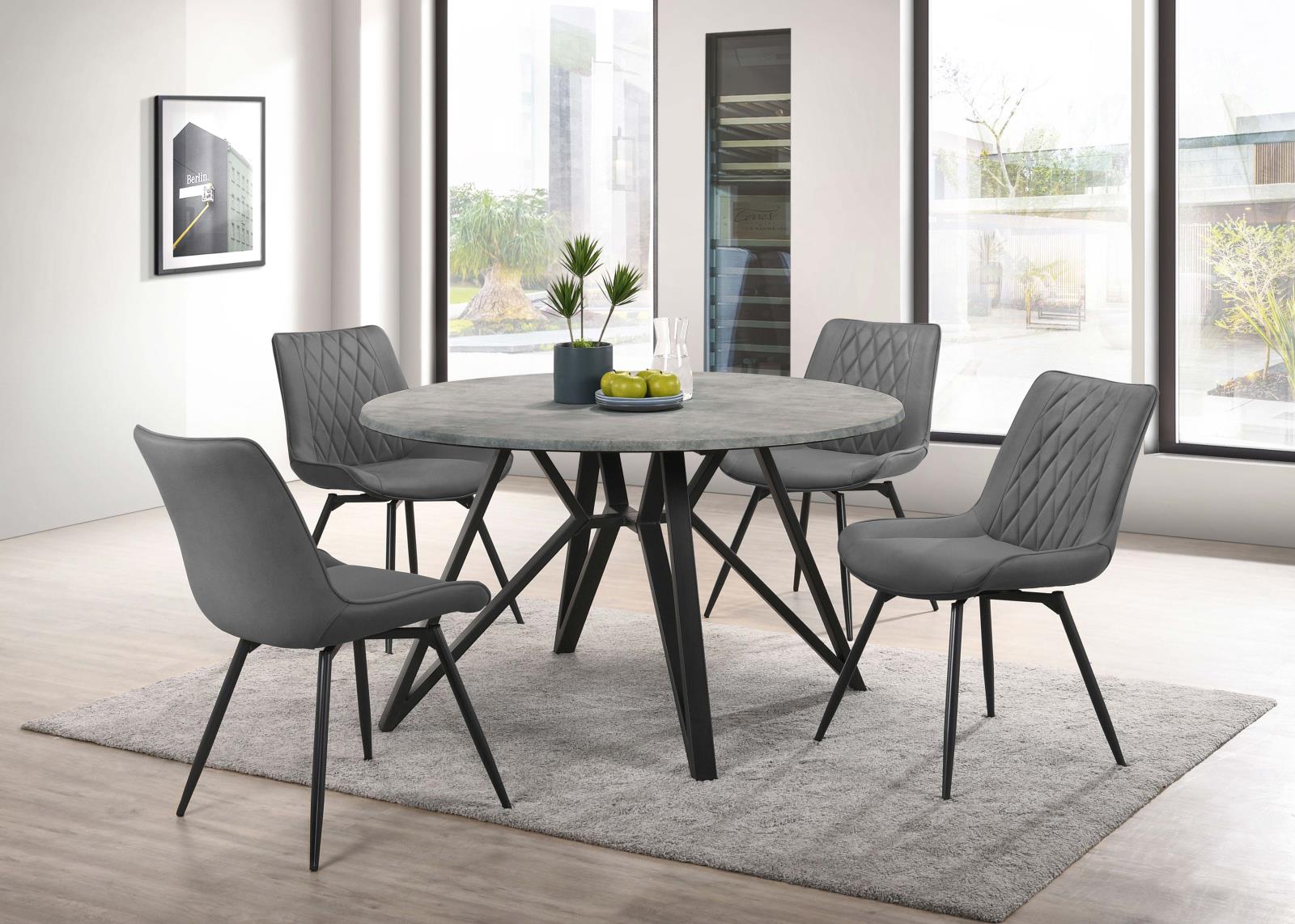 Diggs Gray/Gunmetal Upholstered Tufted Swivel Dining Chairs, Set of 2 - 193312 - Bien Home Furniture & Electronics