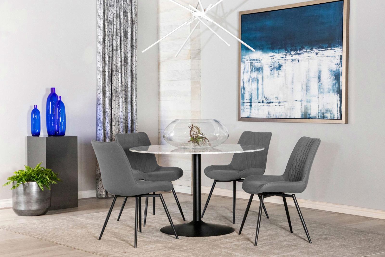 Diggs Gray/Gunmetal Upholstered Tufted Swivel Dining Chairs, Set of 2 - 193312 - Bien Home Furniture & Electronics