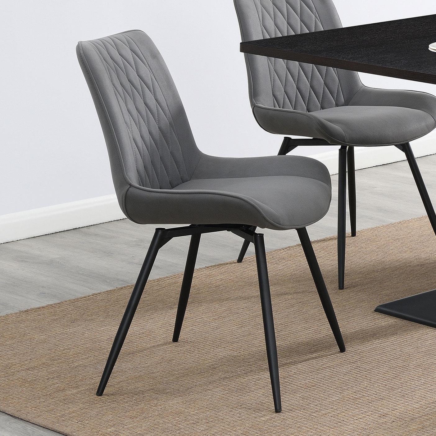 Diggs Gray/Gunmetal Upholstered Tufted Swivel Dining Chairs, Set of 2 - 193312 - Bien Home Furniture & Electronics