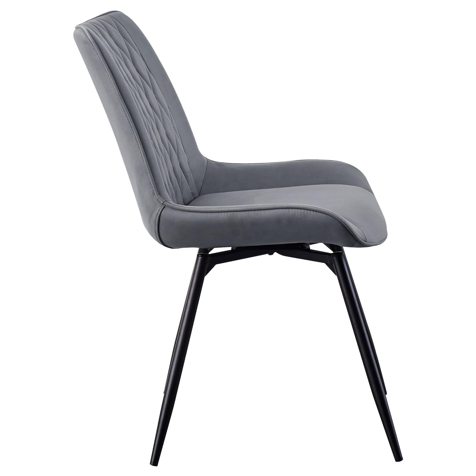 Diggs Gray/Gunmetal Upholstered Tufted Swivel Dining Chairs, Set of 2 - 193312 - Bien Home Furniture & Electronics