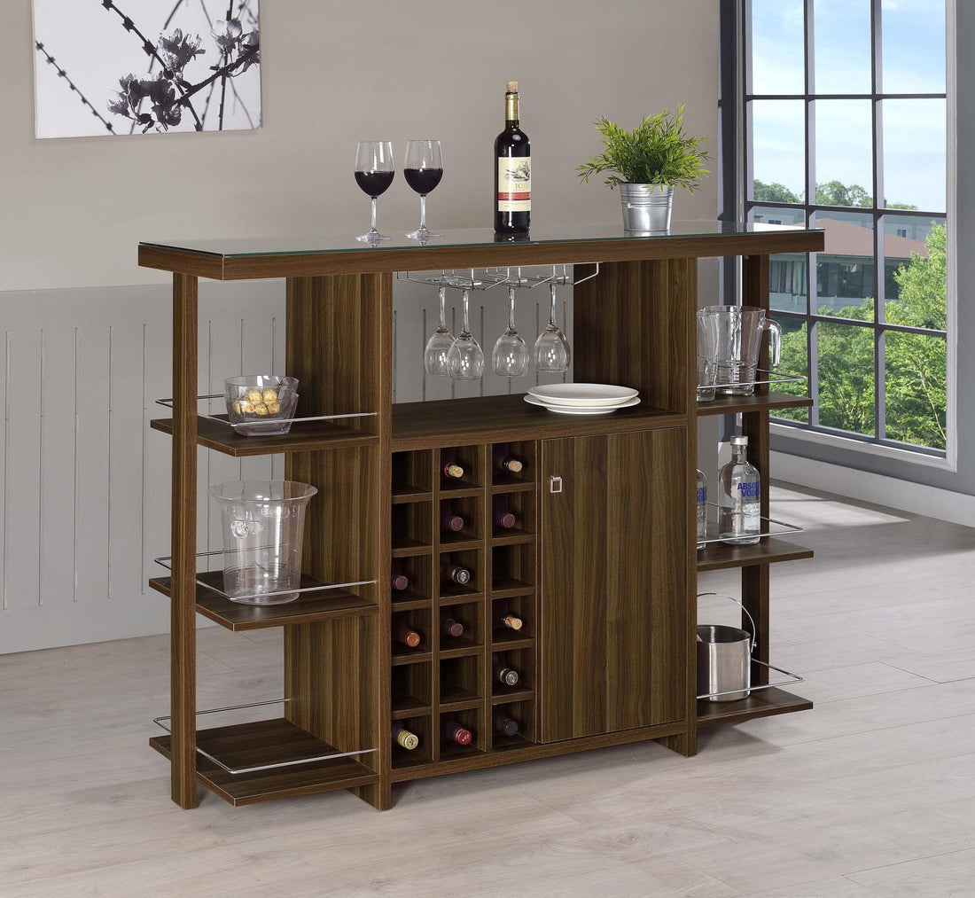 Diggs Walnut Bar Unit with Wine Bottle Storage - 100439 - Bien Home Furniture &amp; Electronics