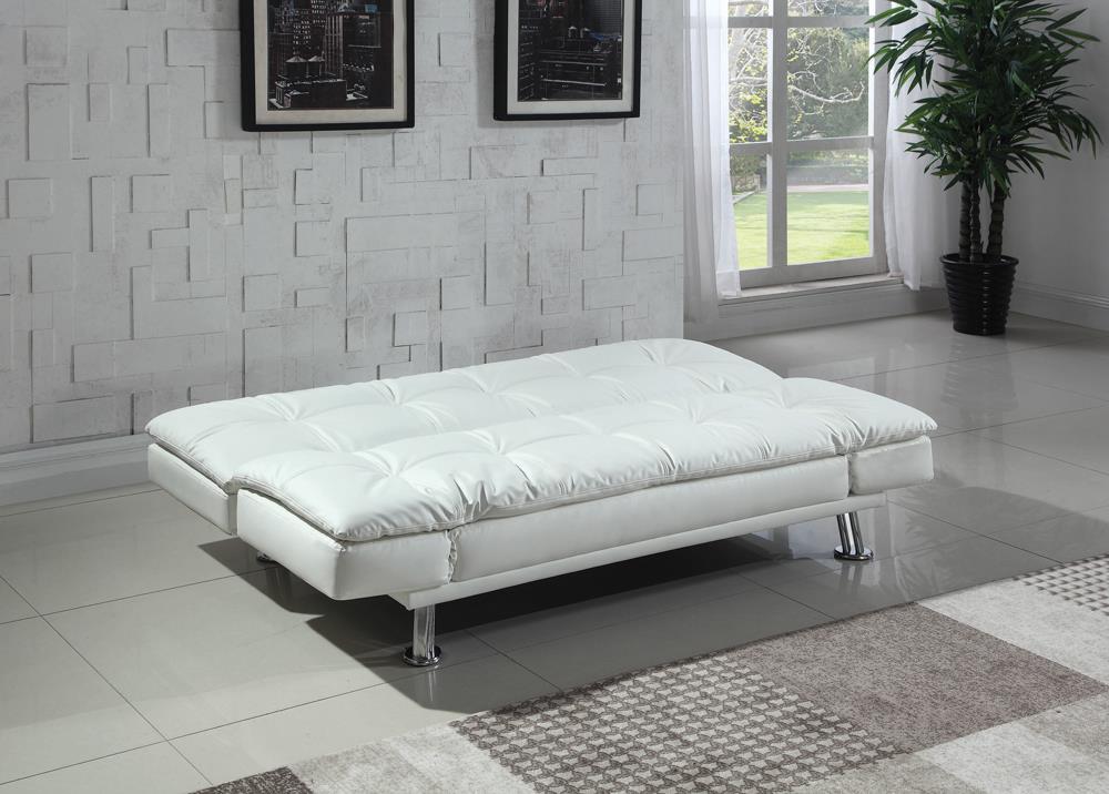 Dilleston Tufted Back Upholstered Sofa Bed White - 300291 - Bien Home Furniture & Electronics
