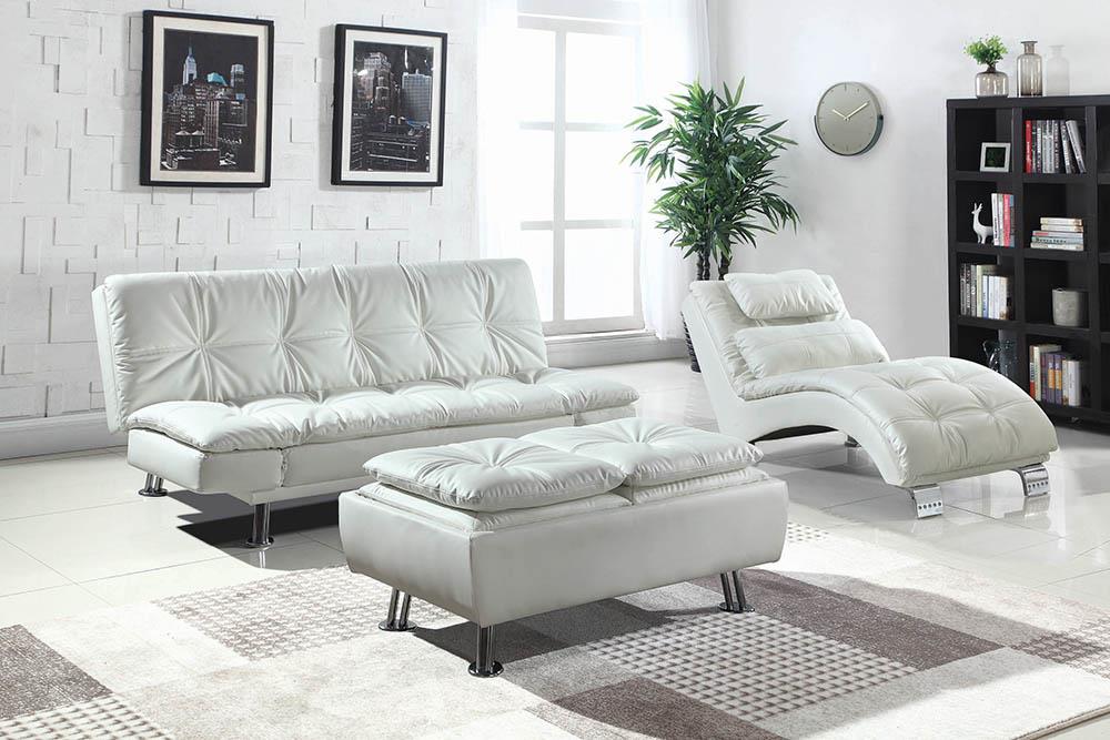 Dilleston Tufted Back Upholstered Sofa Bed White - 300291 - Bien Home Furniture & Electronics