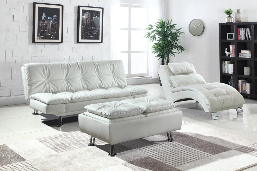 Dilleston Tufted Back Upholstered Sofa Bed White - 300291 - Bien Home Furniture & Electronics