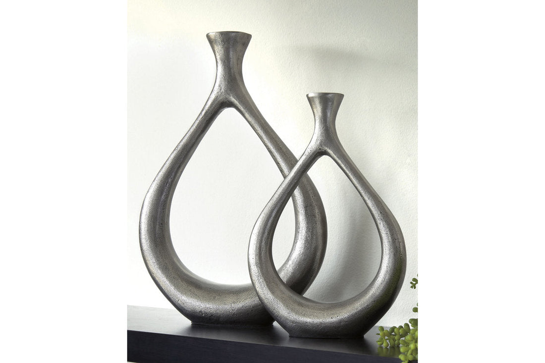 Dimaia Antique Silver Finish Vase, Set of 2 - A2000348V - Bien Home Furniture &amp; Electronics