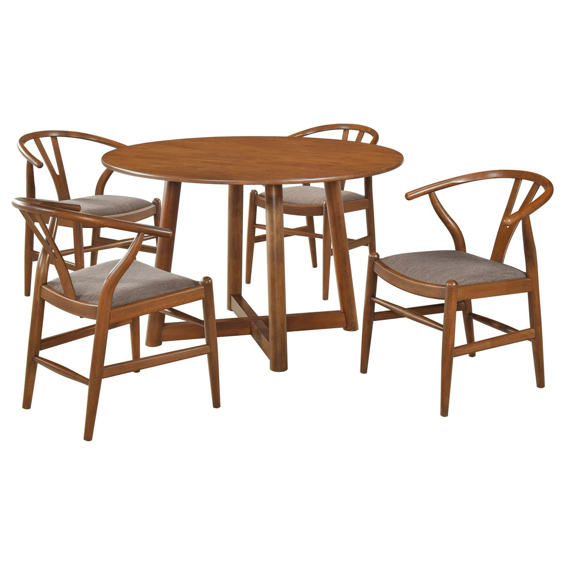 Dinah 5-piece Round Solid Wood Dining Set Walnut - 108471-S5 - Bien Home Furniture & Electronics