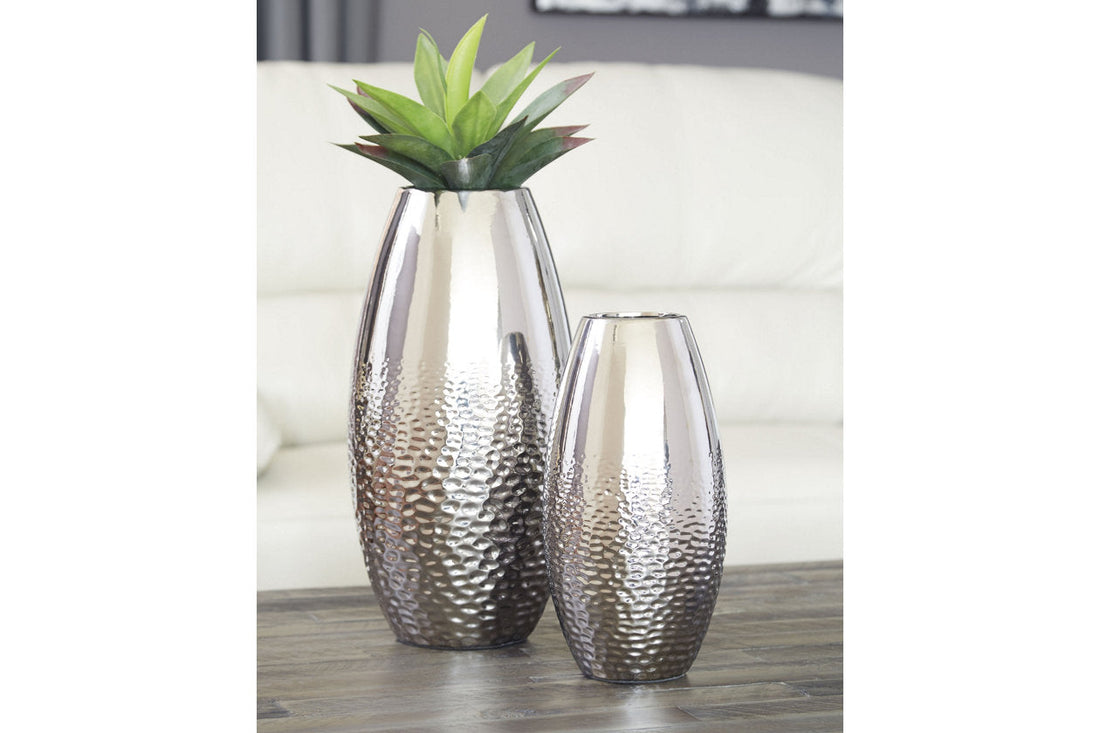Dinesh Silver Finish Vase, Set of 2 - A2000355 - Bien Home Furniture &amp; Electronics