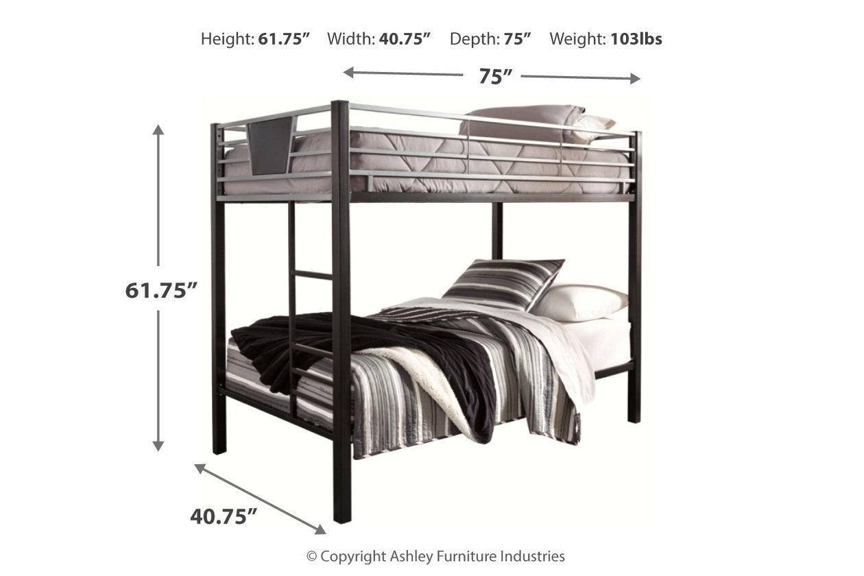 Dinsmore Black/Gray Twin over Twin Bunk Bed with Ladder - B106-59 - Bien Home Furniture & Electronics