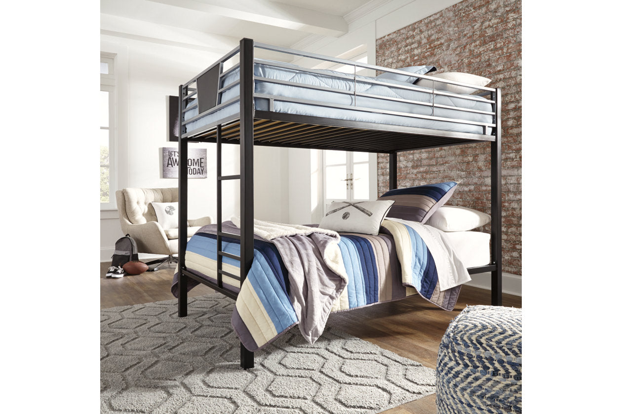 Dinsmore Black/Gray Twin over Twin Bunk Bed with Ladder - B106-59 - Bien Home Furniture & Electronics