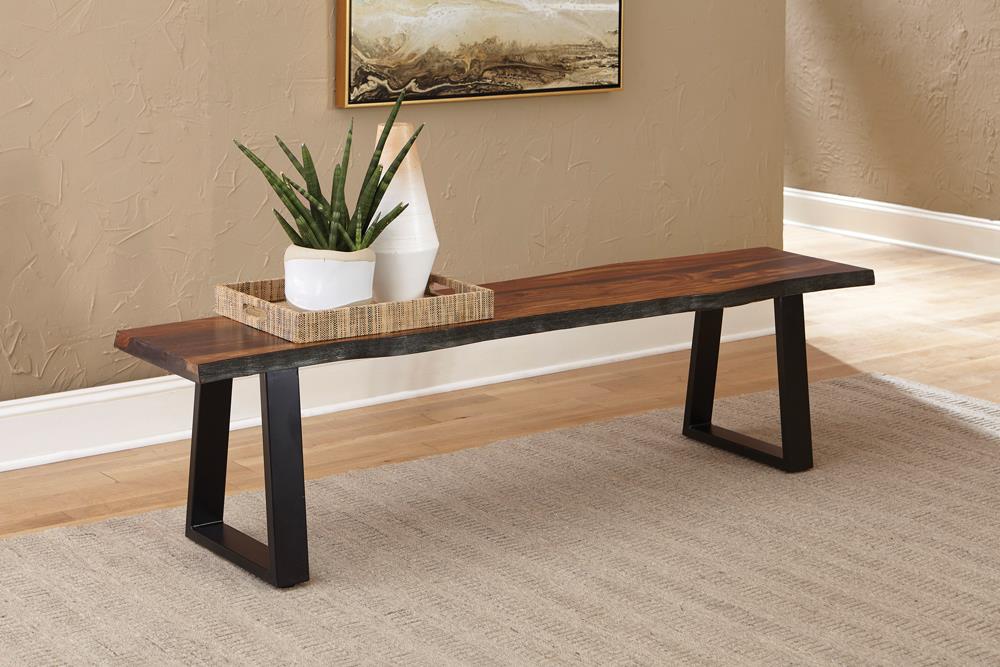 Ditman Gray Sheesham/Black Live Edge Dining Bench - 110183 - Bien Home Furniture &amp; Electronics