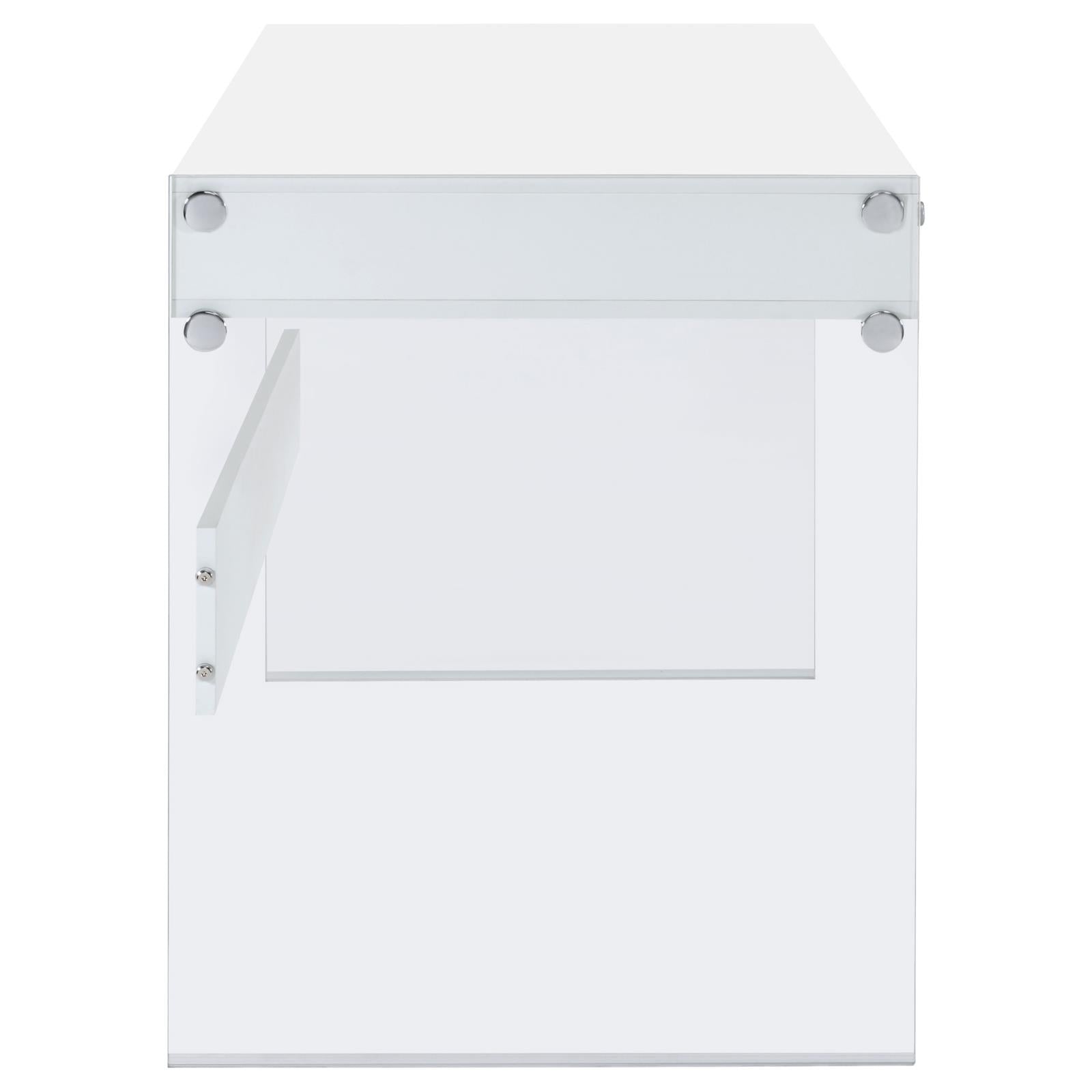 Dobrev Glossy White/Clear 2-Drawer Writing Desk - 800829 - Bien Home Furniture &amp; Electronics