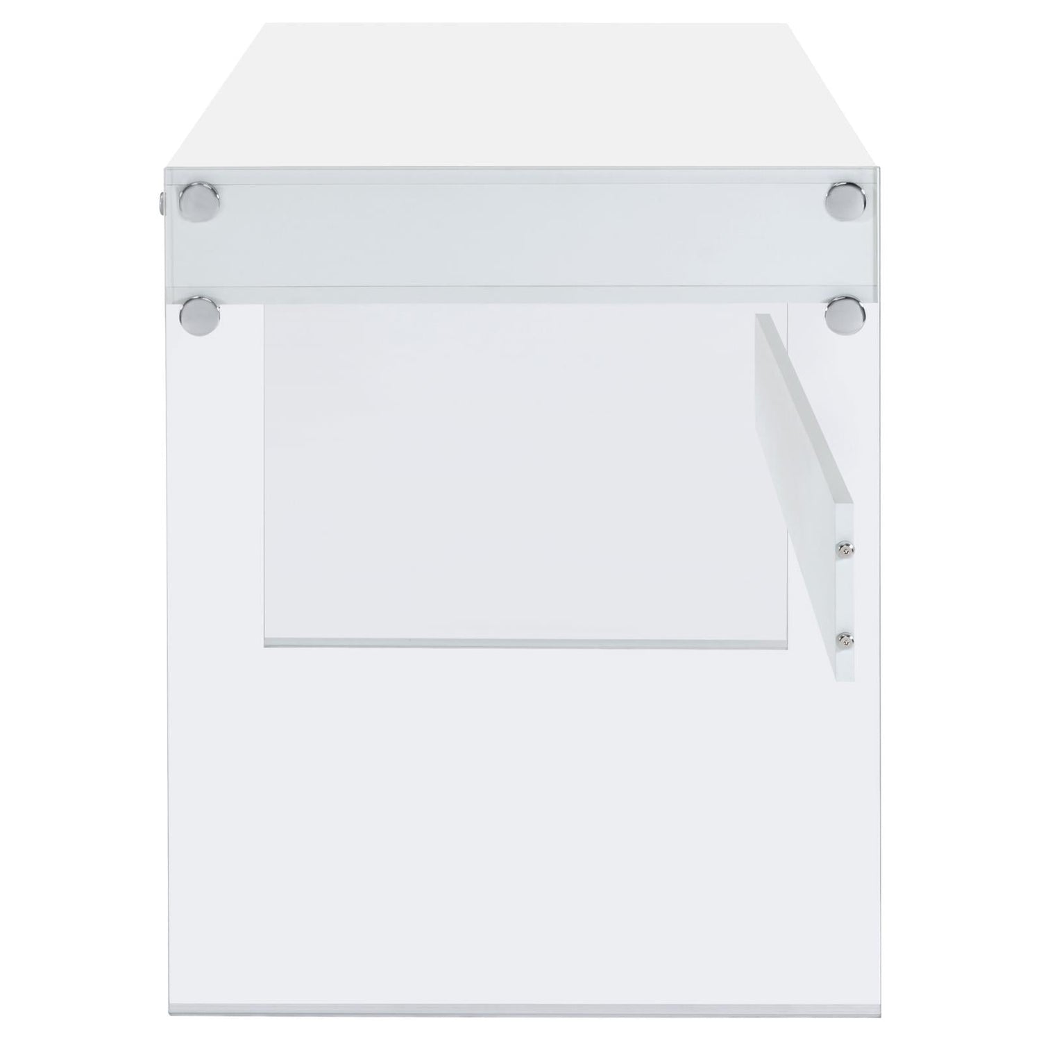 Dobrev Glossy White/Clear 2-Drawer Writing Desk - 800829 - Bien Home Furniture & Electronics
