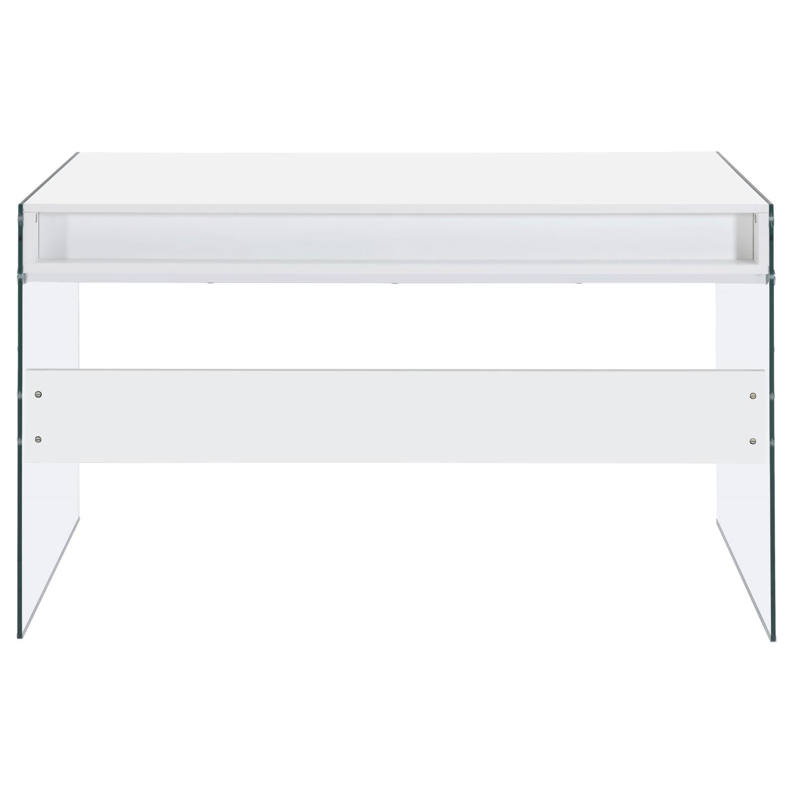 Dobrev Glossy White/Clear 2-Drawer Writing Desk - 800829 - Bien Home Furniture & Electronics