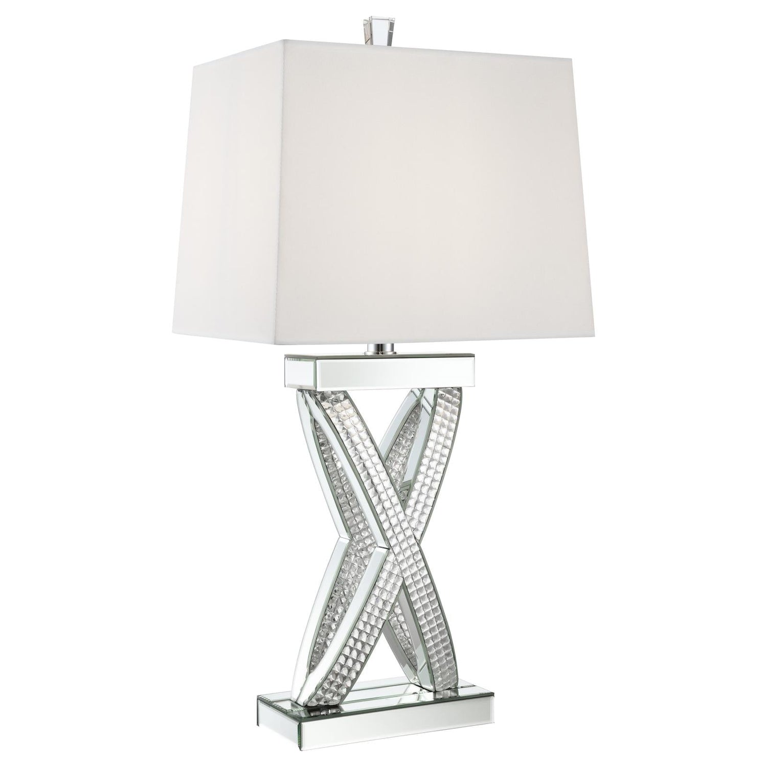 Dominick Table Lamp with Rectange Shade White/Mirror - 923289 - Bien Home Furniture & Electronics
