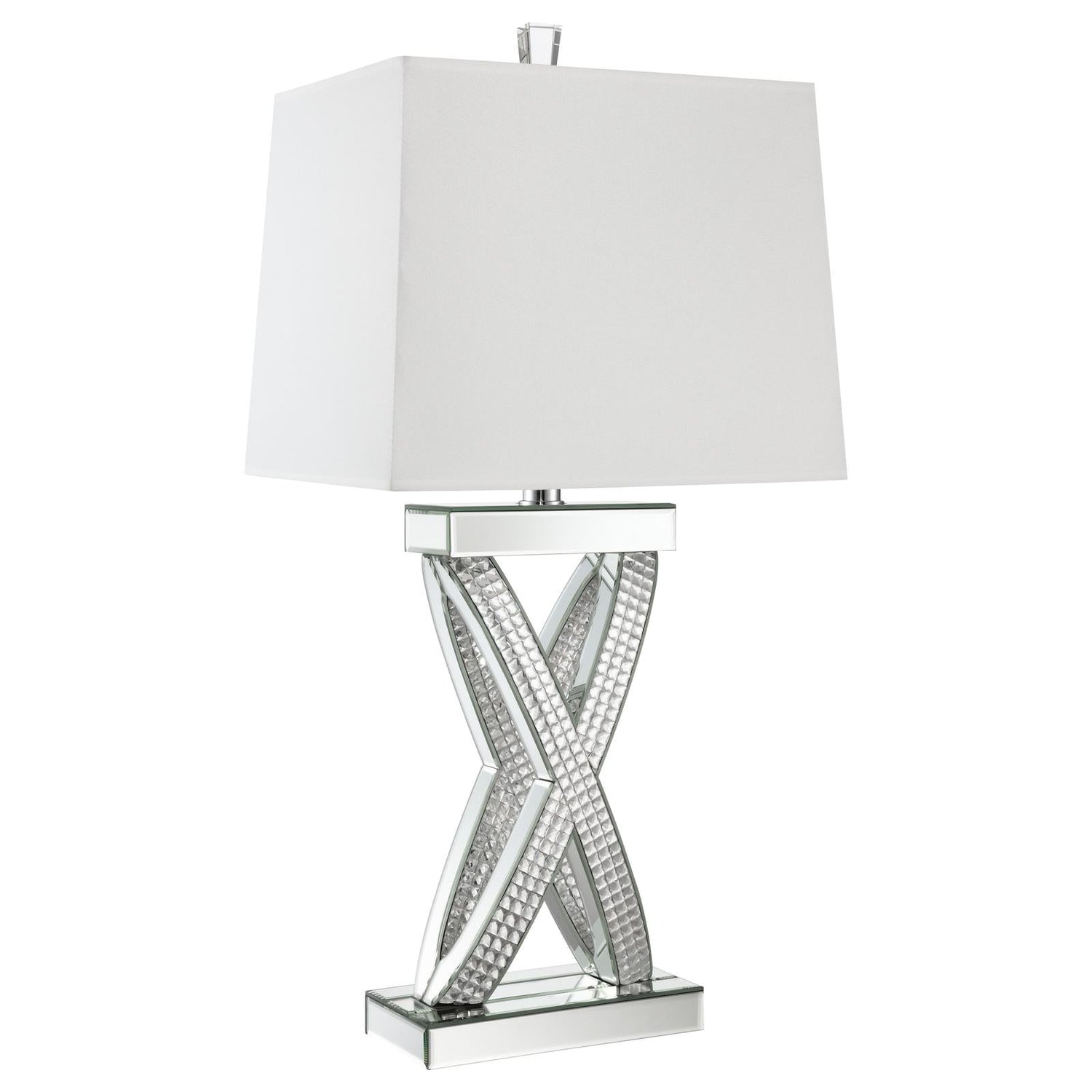 Dominick Table Lamp with Rectange Shade White/Mirror - 923289 - Bien Home Furniture &amp; Electronics