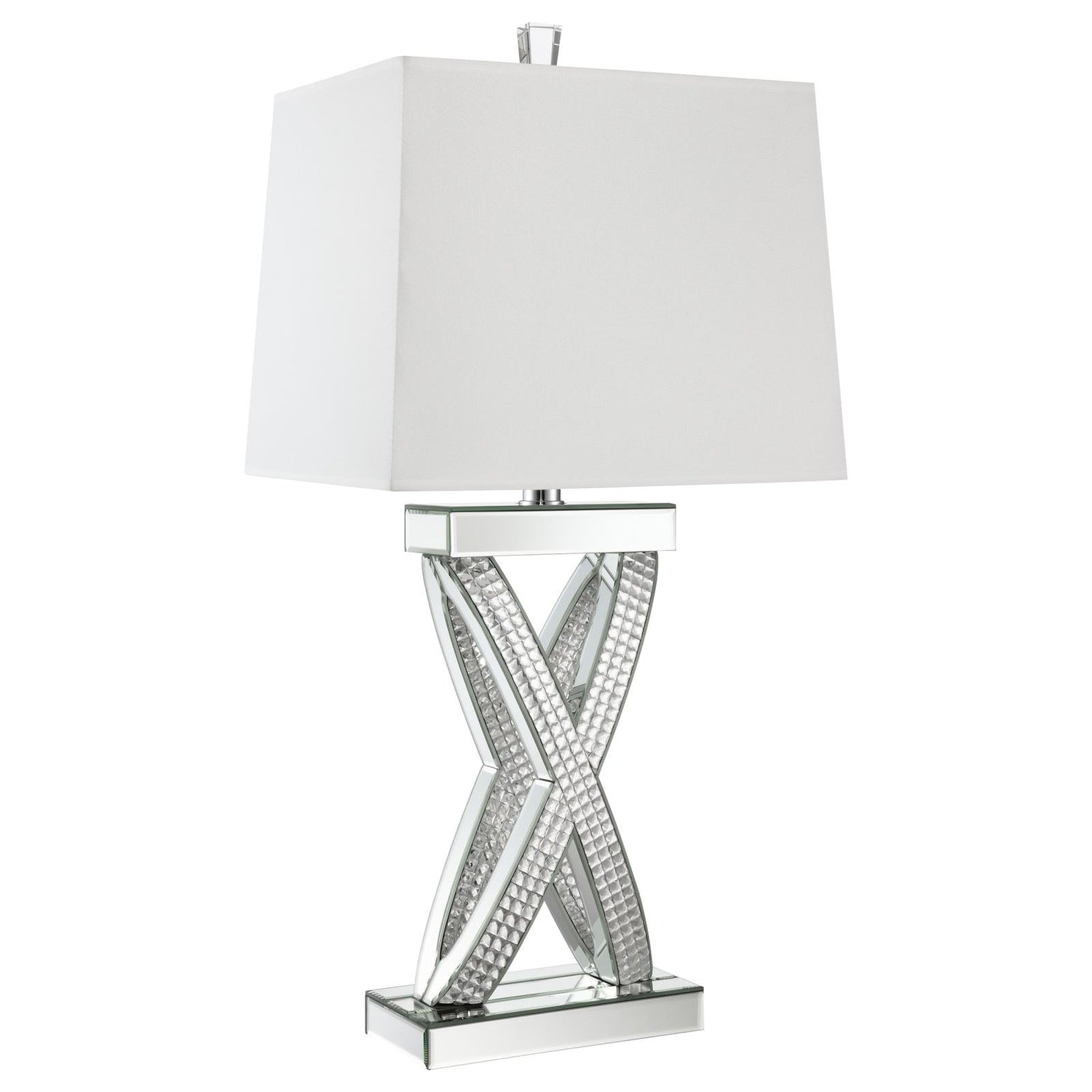 Dominick Table Lamp with Rectange Shade White/Mirror - 923289 - Bien Home Furniture & Electronics