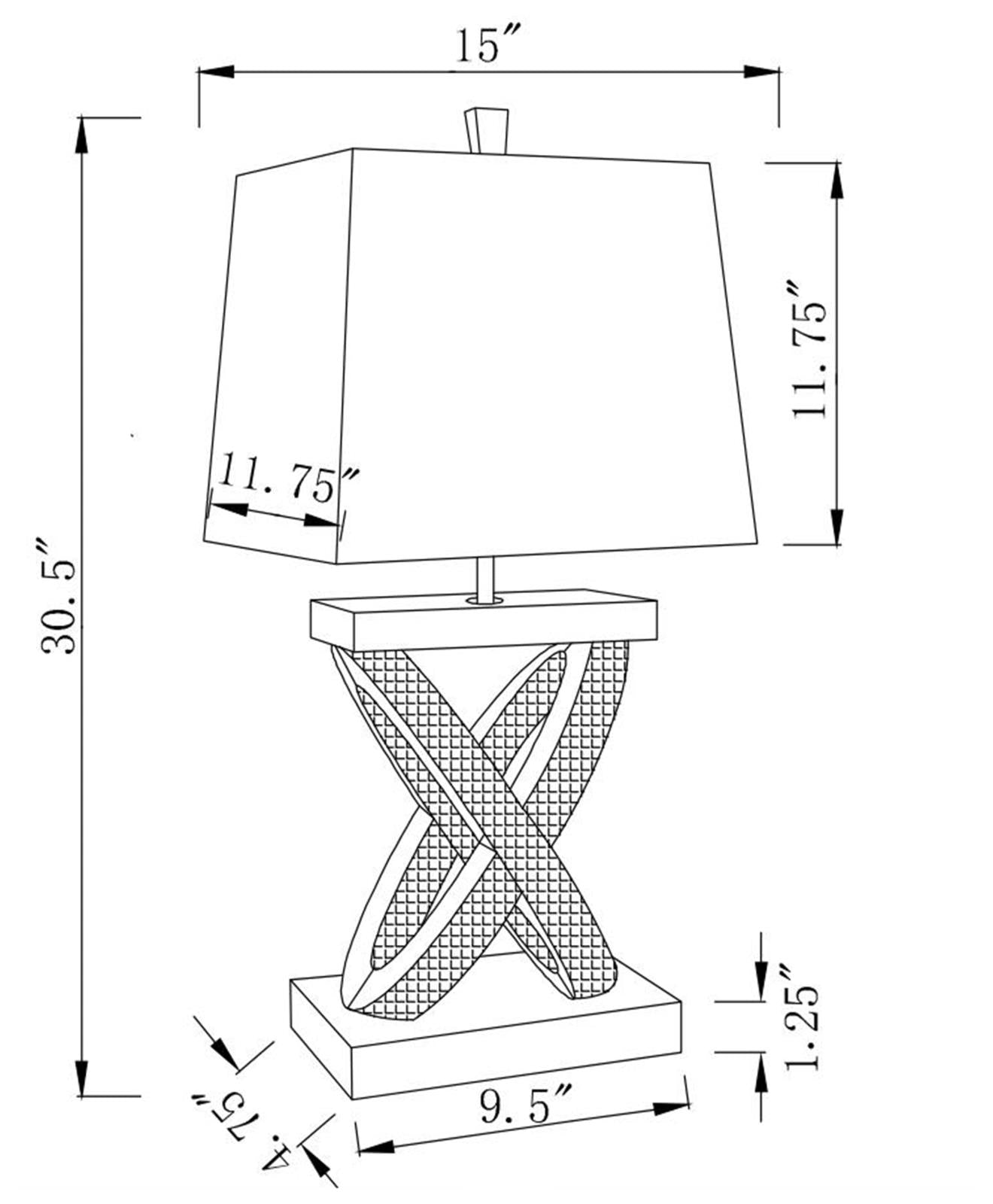 Dominick Table Lamp with Rectange Shade White/Mirror - 923289 - Bien Home Furniture & Electronics